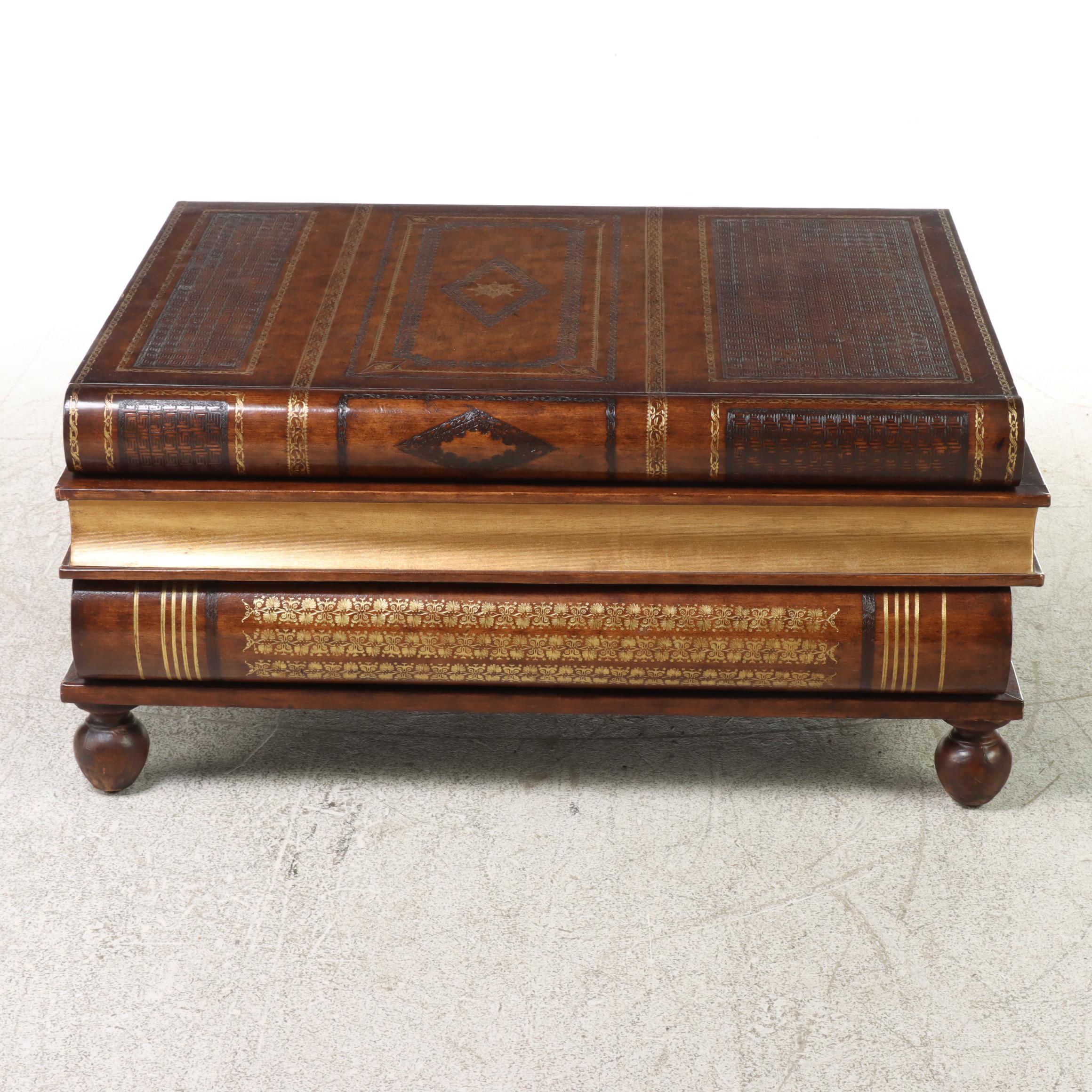 Maitland-Smith Parcel-Gilt and Paint-Decorated Faux Book Coffee Table