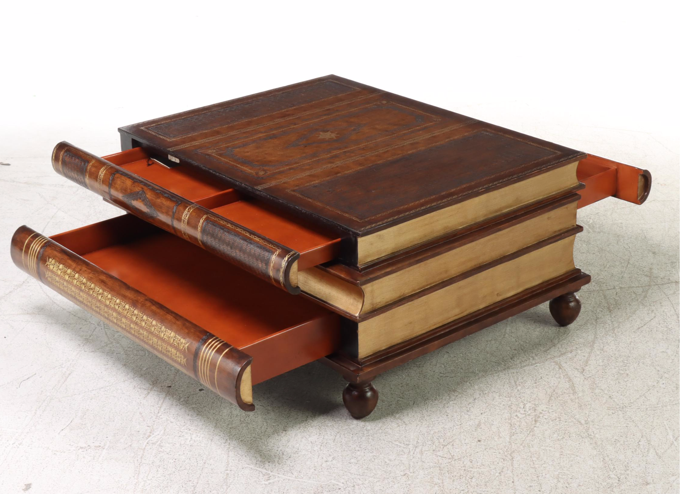 Maitland-Smith Parcel-Gilt and Paint-Decorated Faux Book Coffee Table