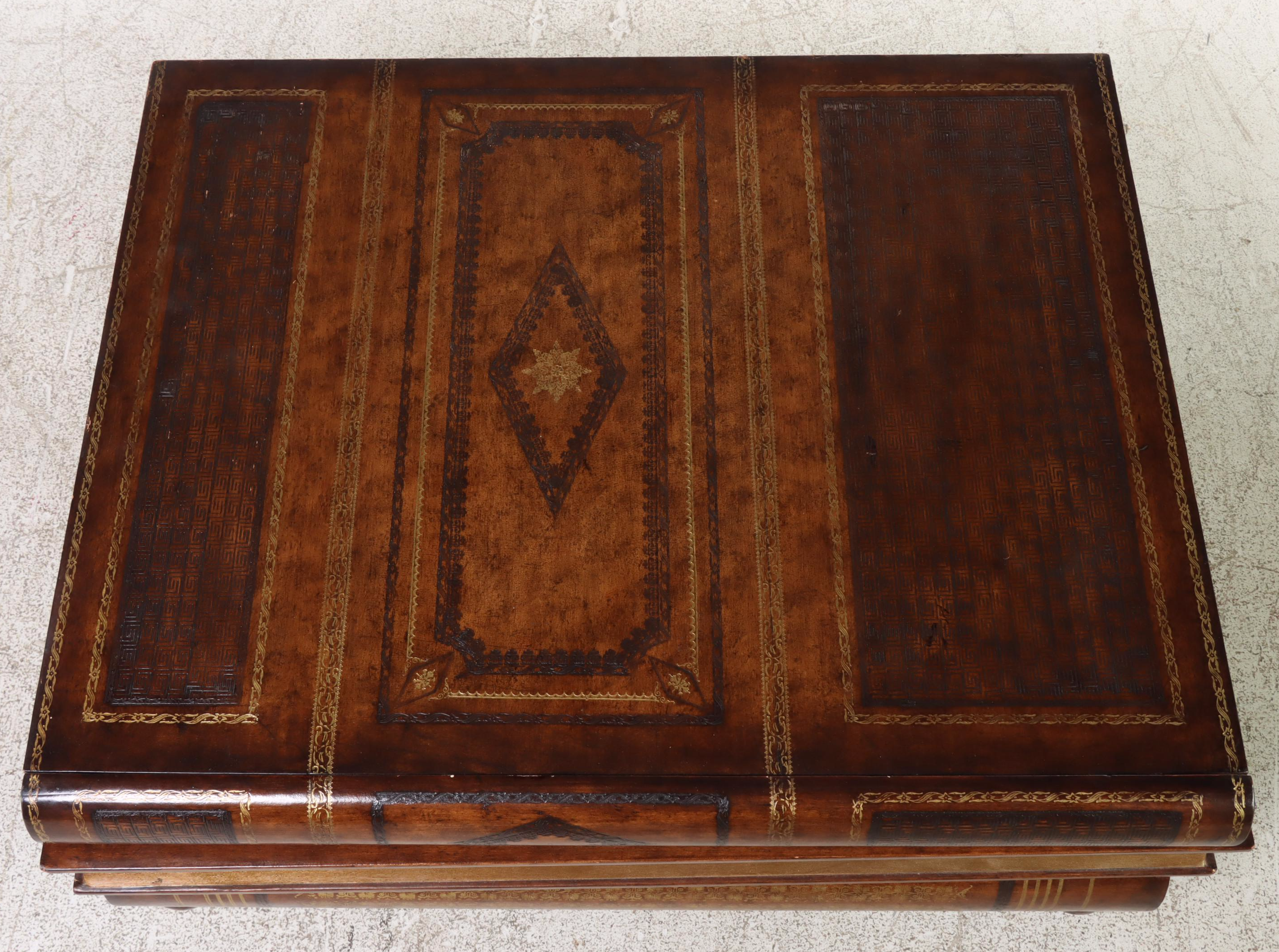 Maitland-Smith Parcel-Gilt and Paint-Decorated Faux Book Coffee Table