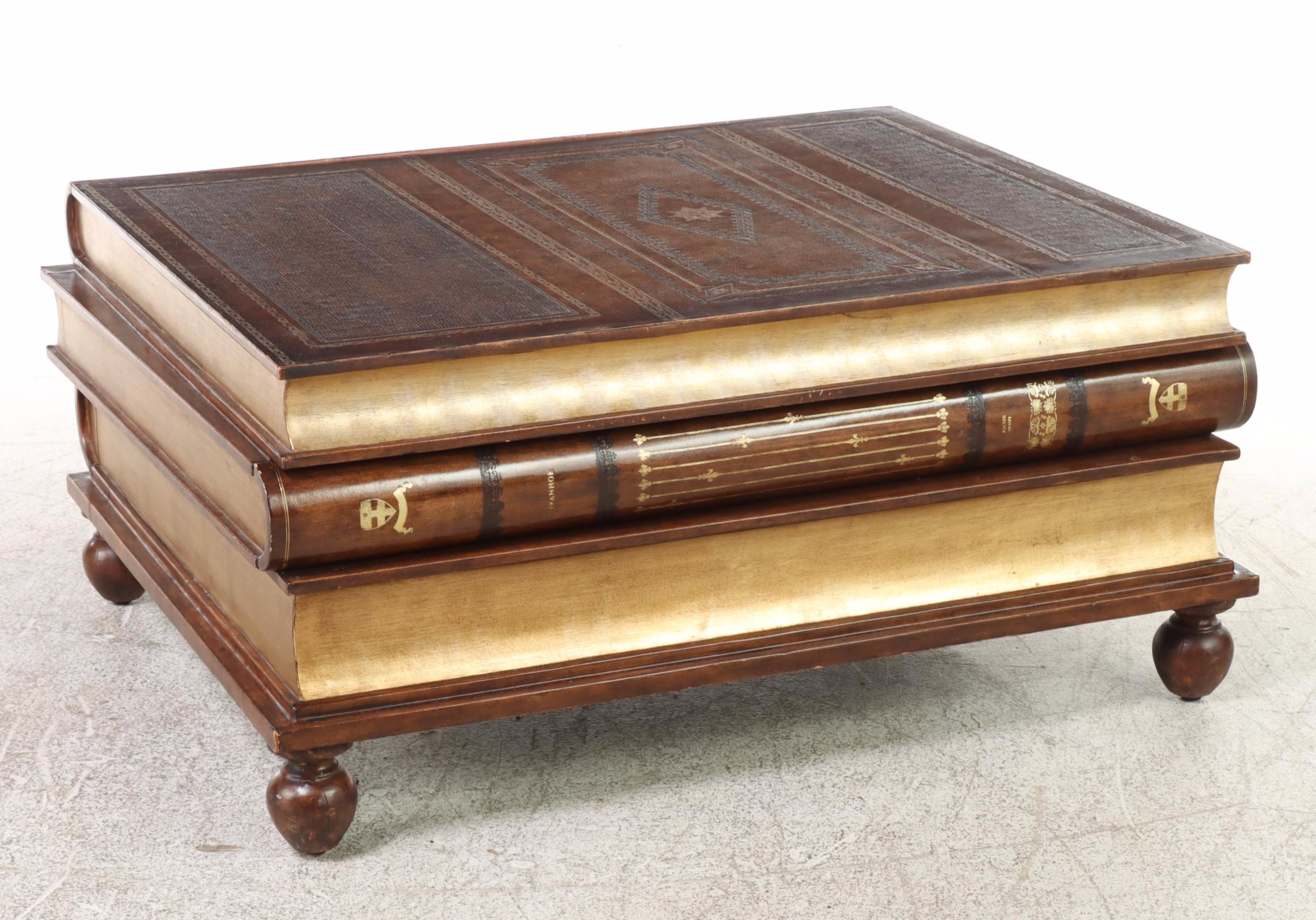Maitland-Smith Parcel-Gilt and Paint-Decorated Faux Book Coffee Table