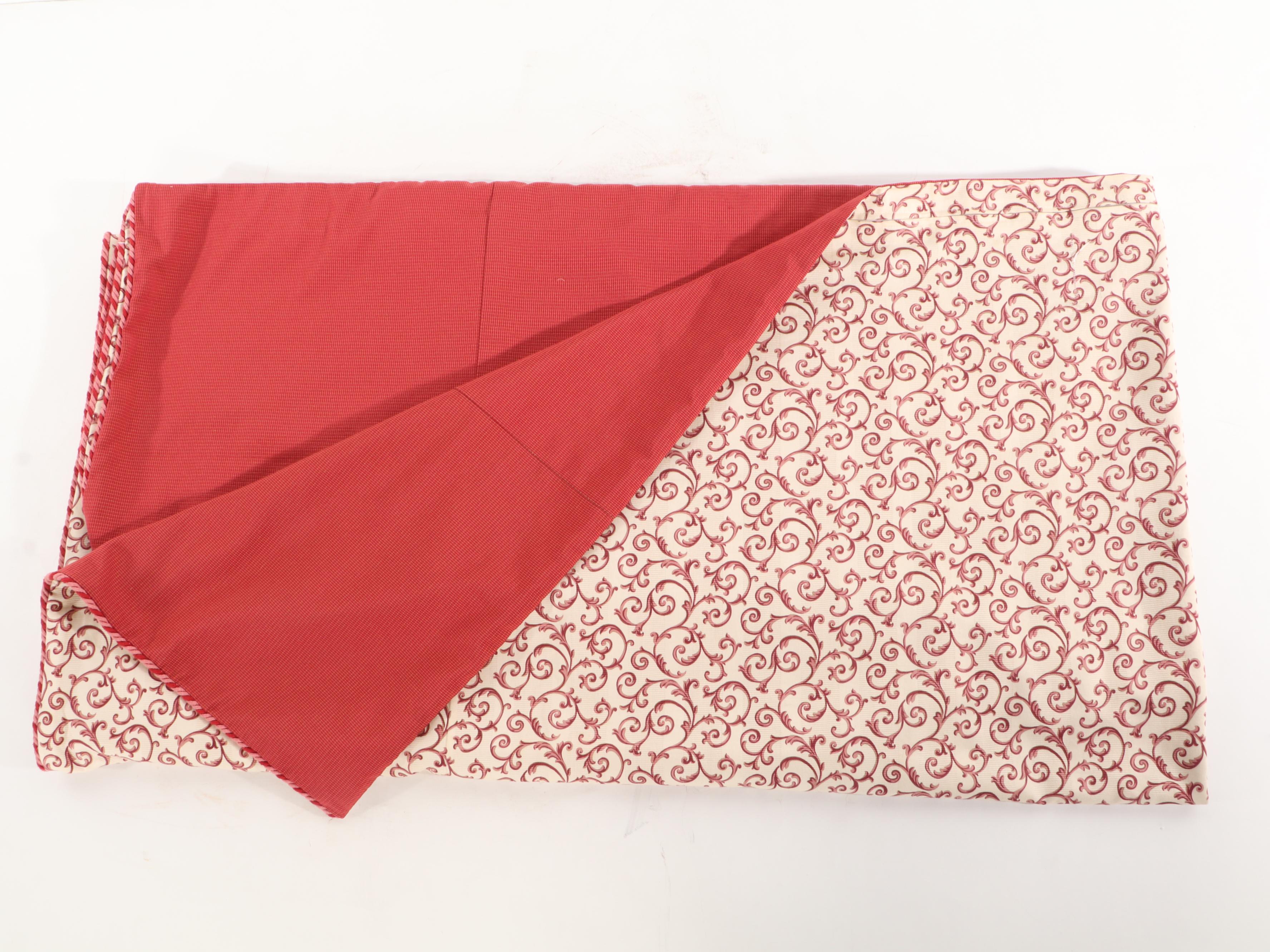 Custom Made Arabesque Pattern Duvet Cover, Ruffled Bedskirt, and Accent Pillows