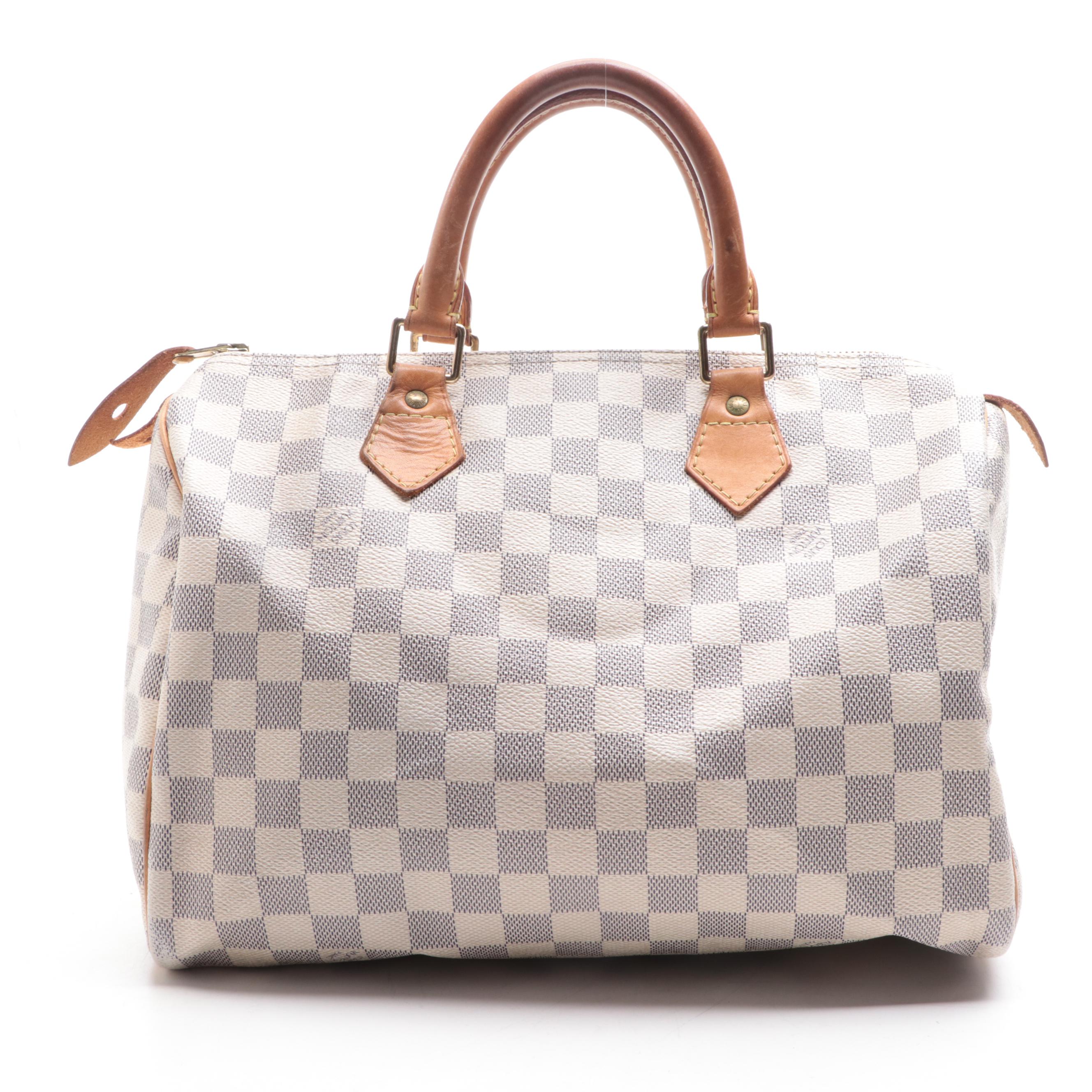 Louis Vuitton Speedy 30 in Damier Azur Canvas and Vachetta Leather
