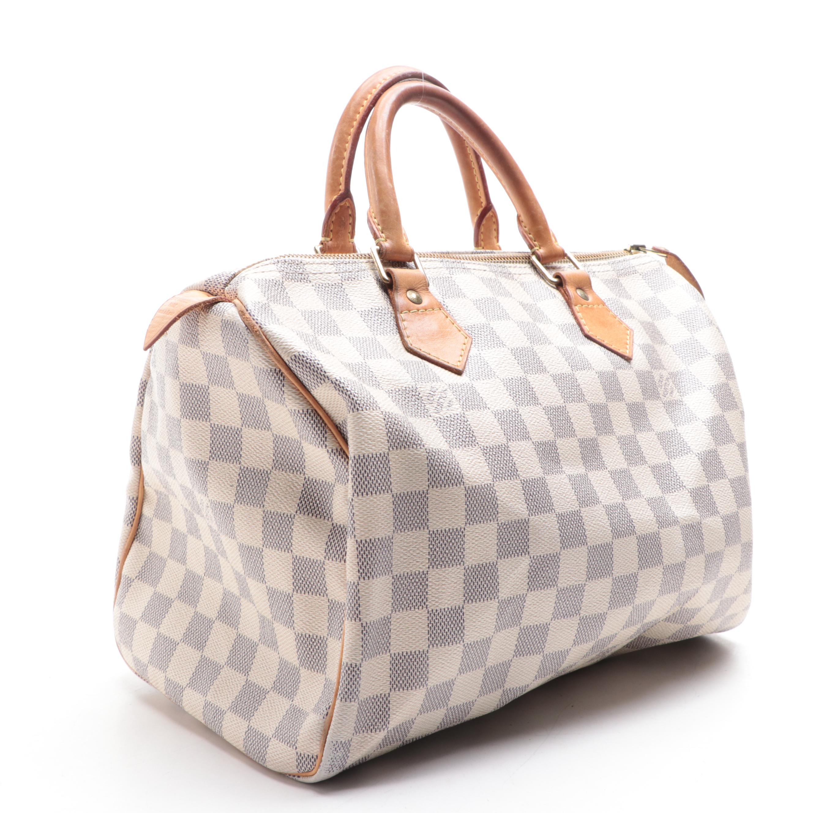 Louis Vuitton Speedy 30 in Damier Azur Canvas and Vachetta Leather