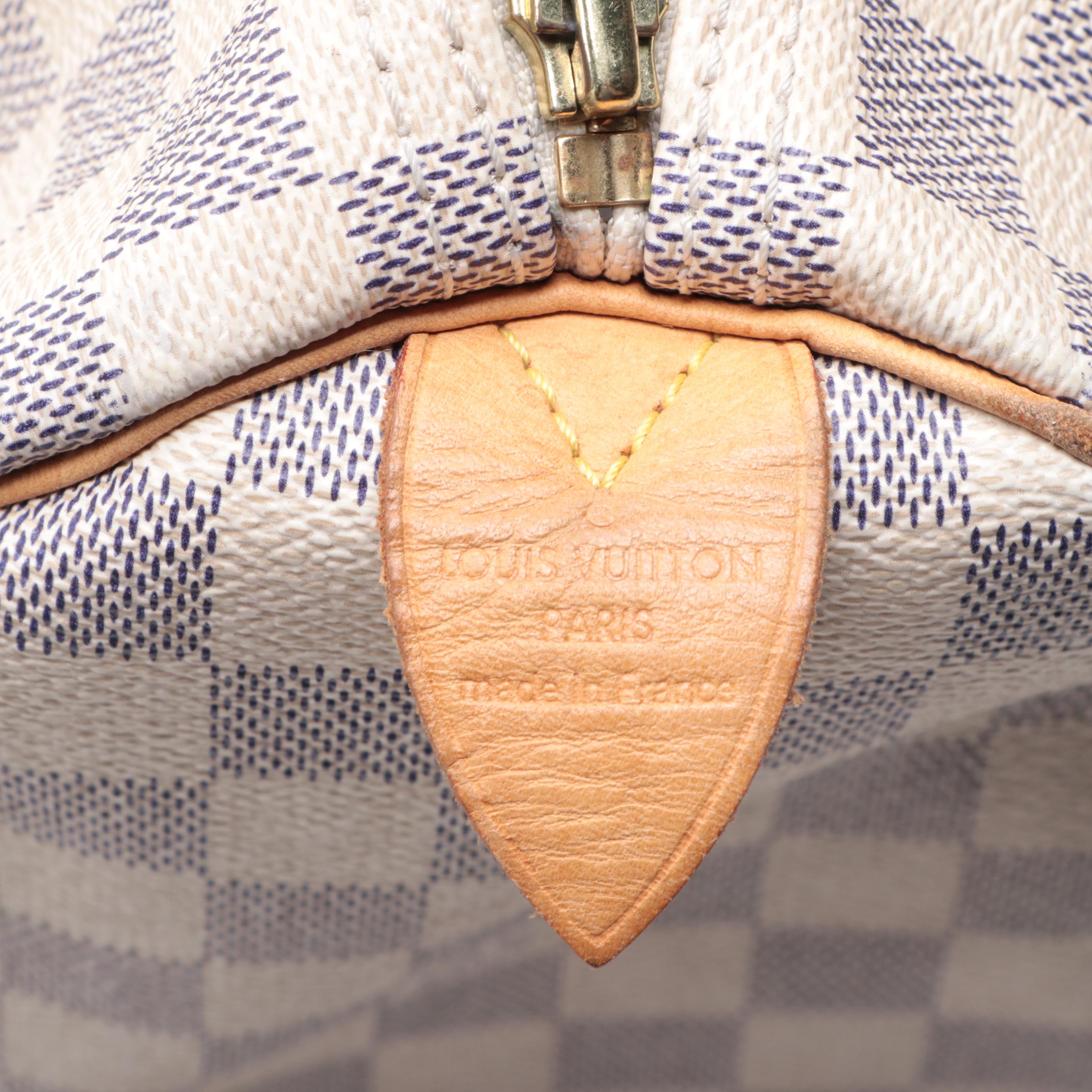 Louis Vuitton Speedy 30 in Damier Azur Canvas and Vachetta Leather