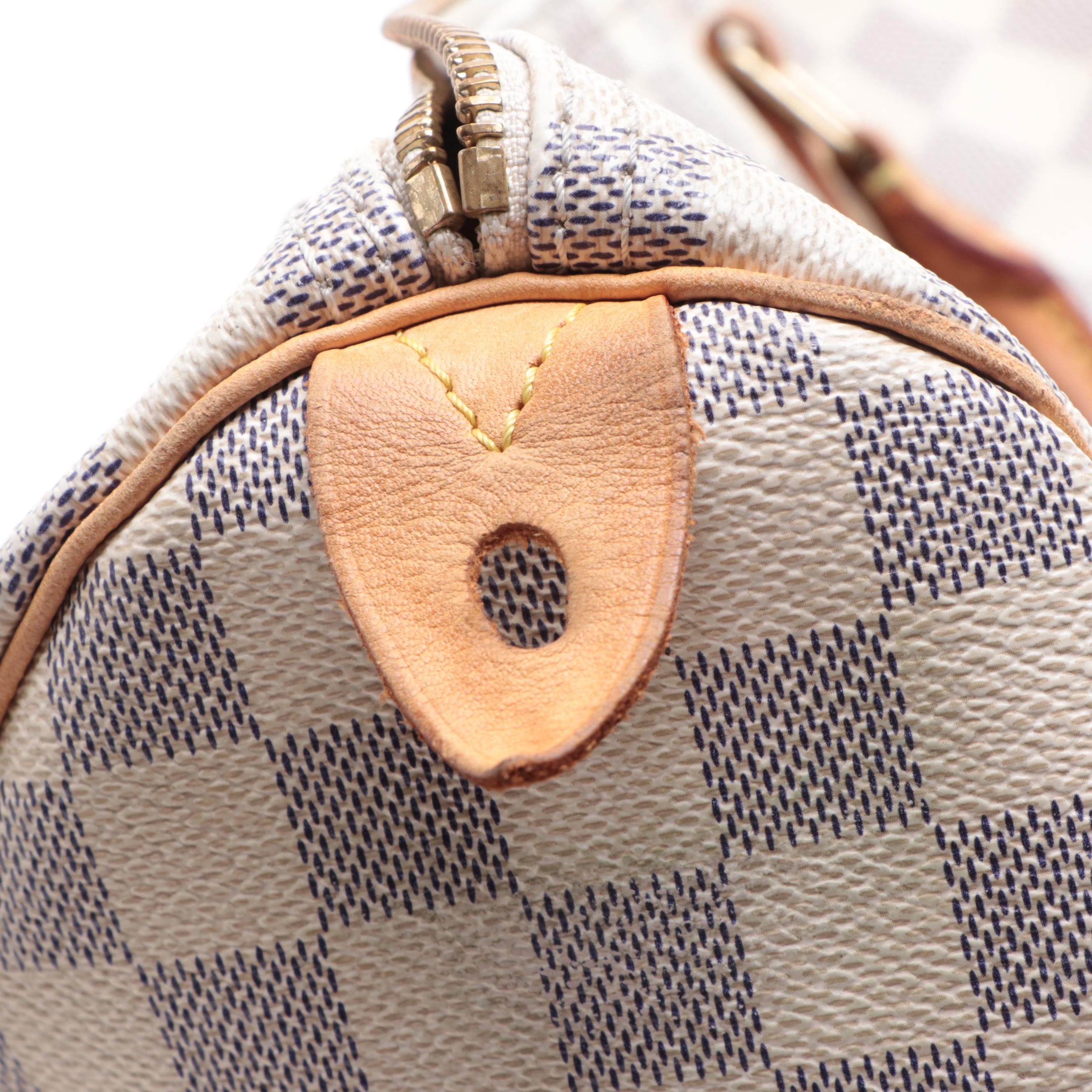 Louis Vuitton Speedy 30 in Damier Azur Canvas and Vachetta Leather