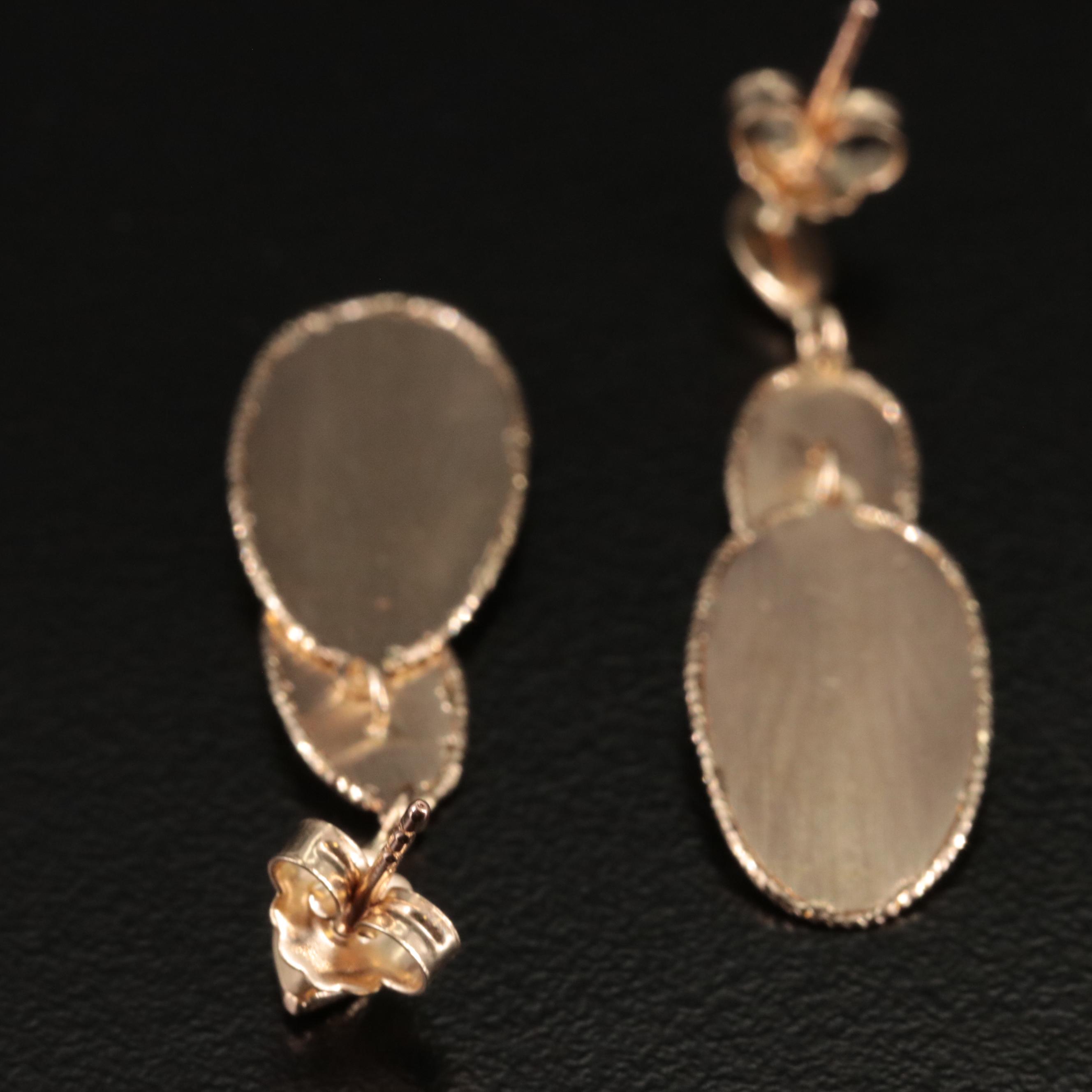 14K Graduated Leaf Drop Earrings