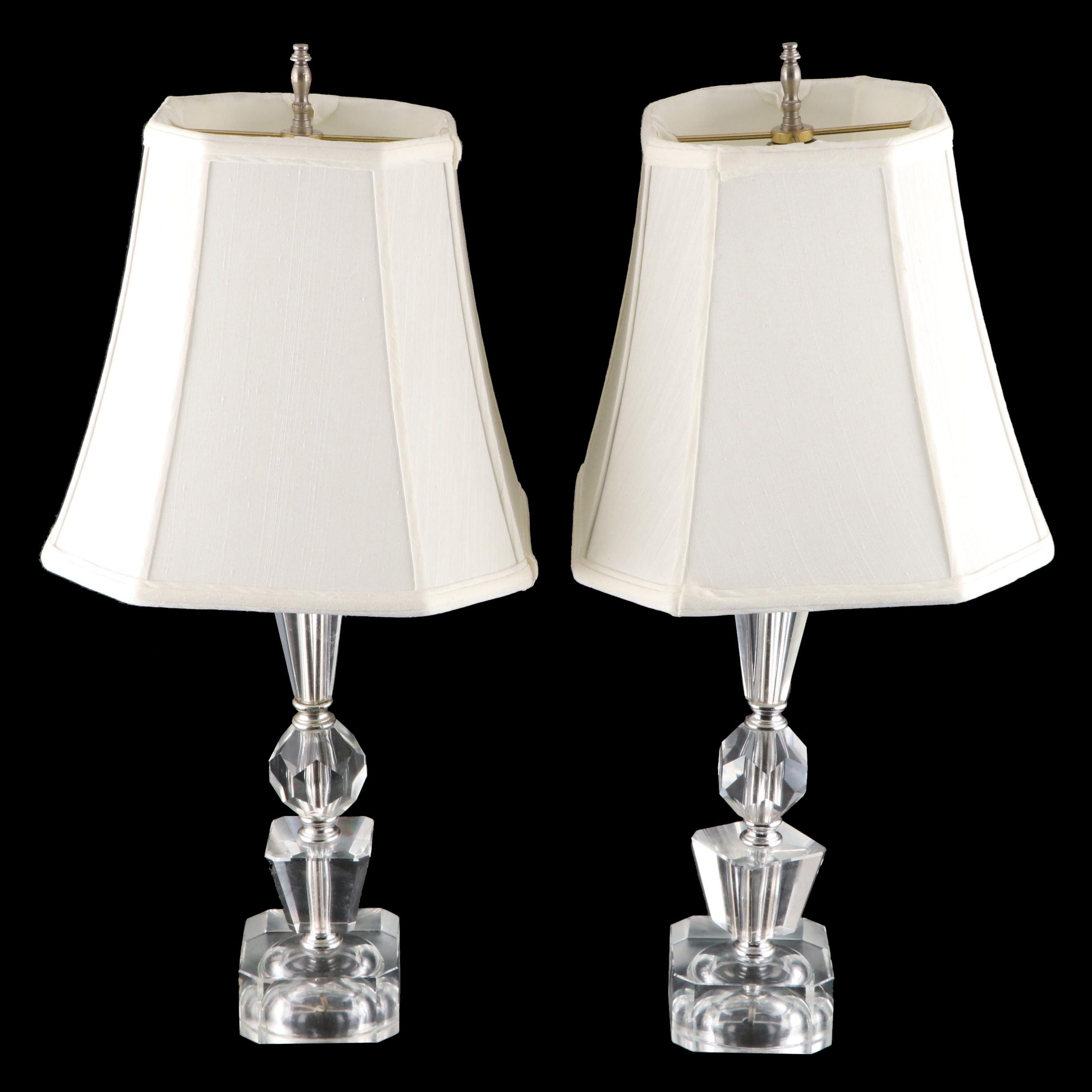 Faceted Stacked Glass Table Lamps