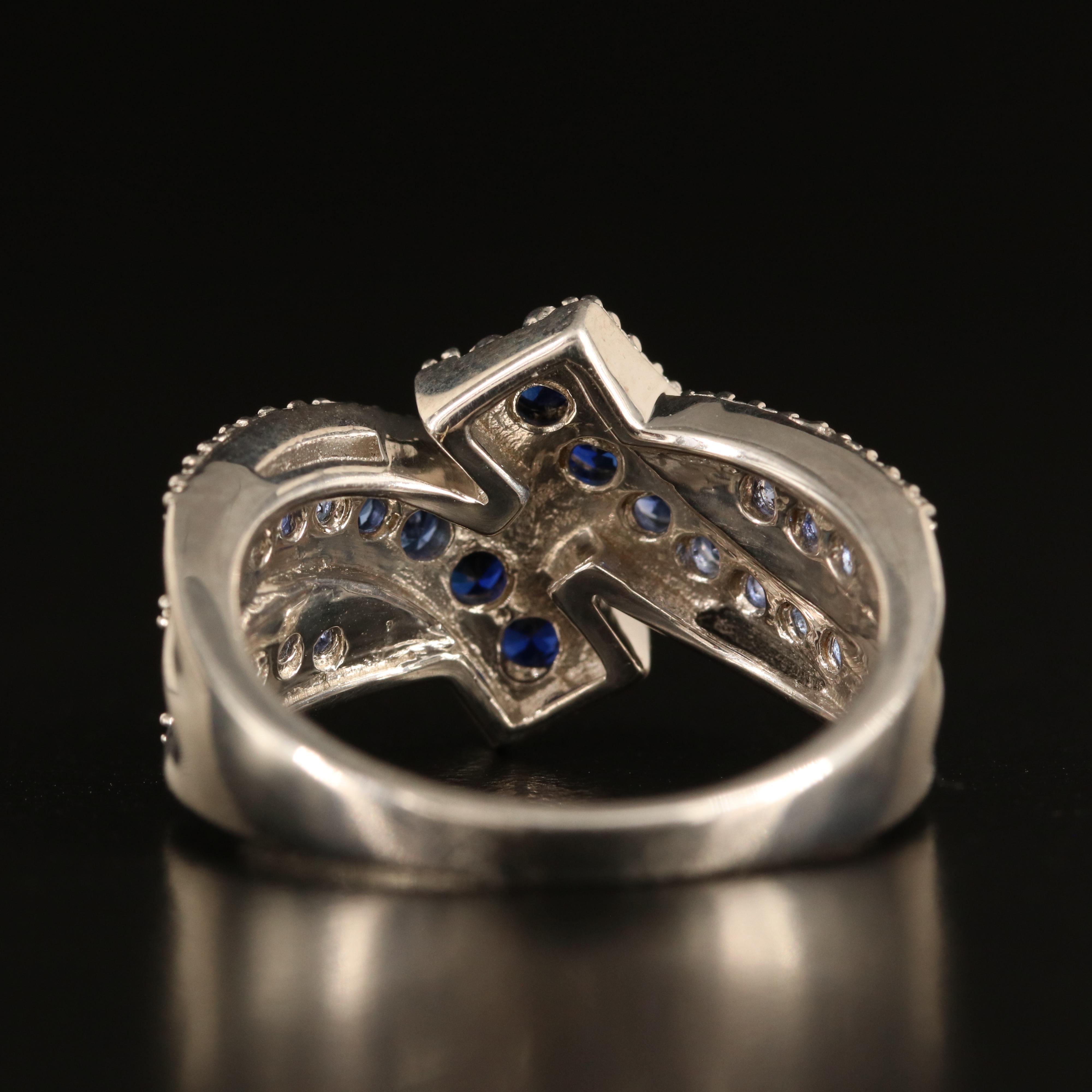 Sterling Sapphire and White Sapphire Bypass Ring
