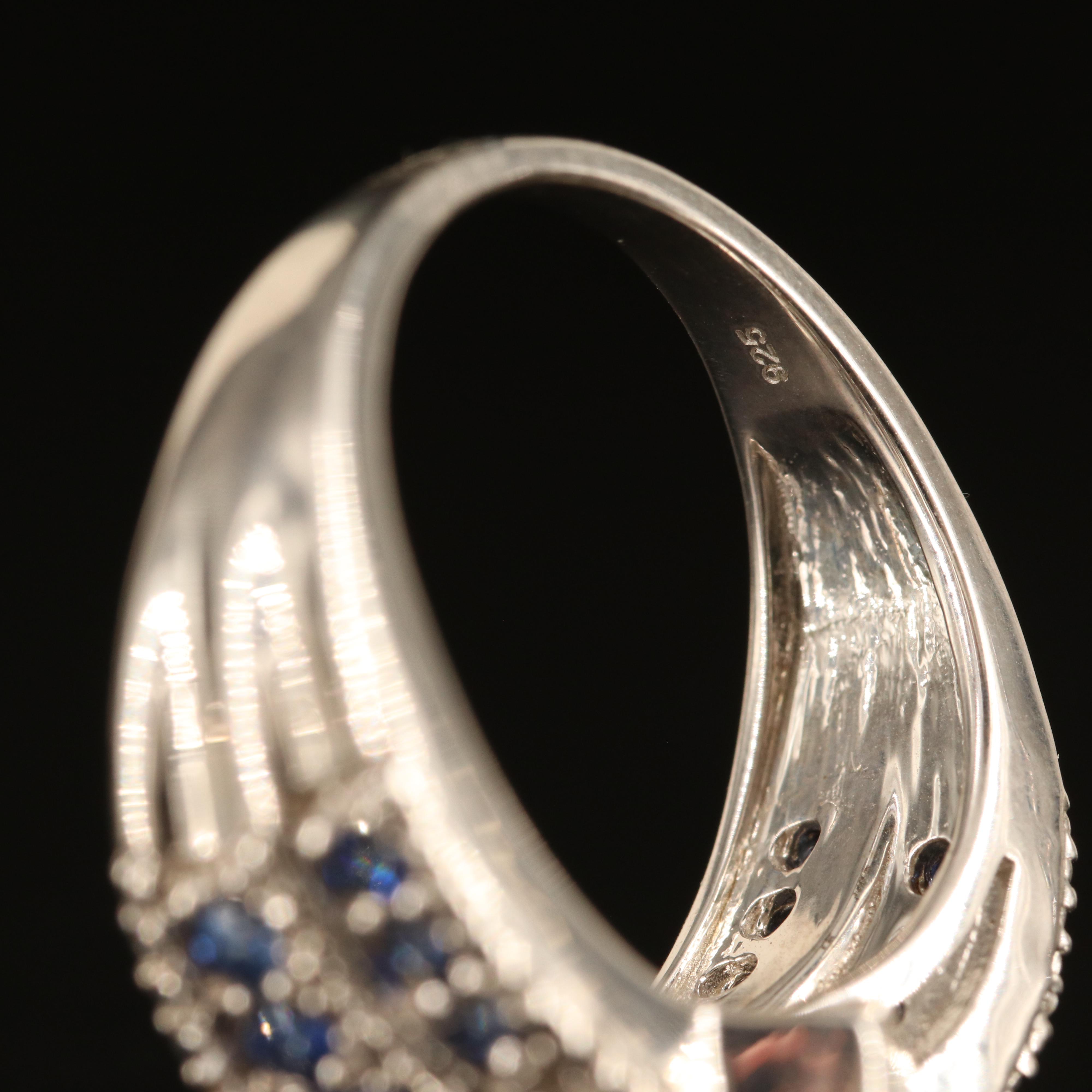 Sterling Sapphire and White Sapphire Bypass Ring