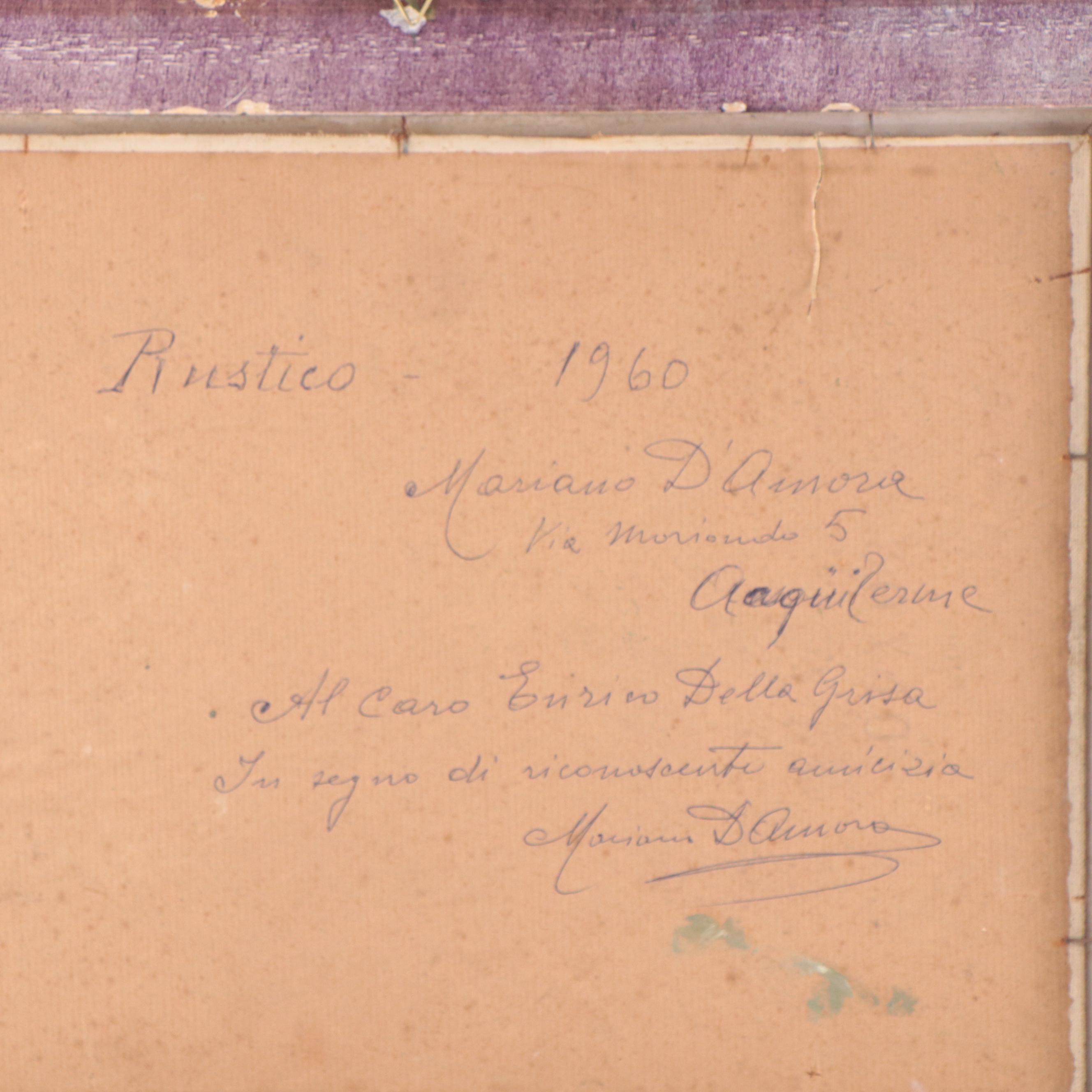 Oil Painting of Rustic Exterior Scene With Chickens, 1960