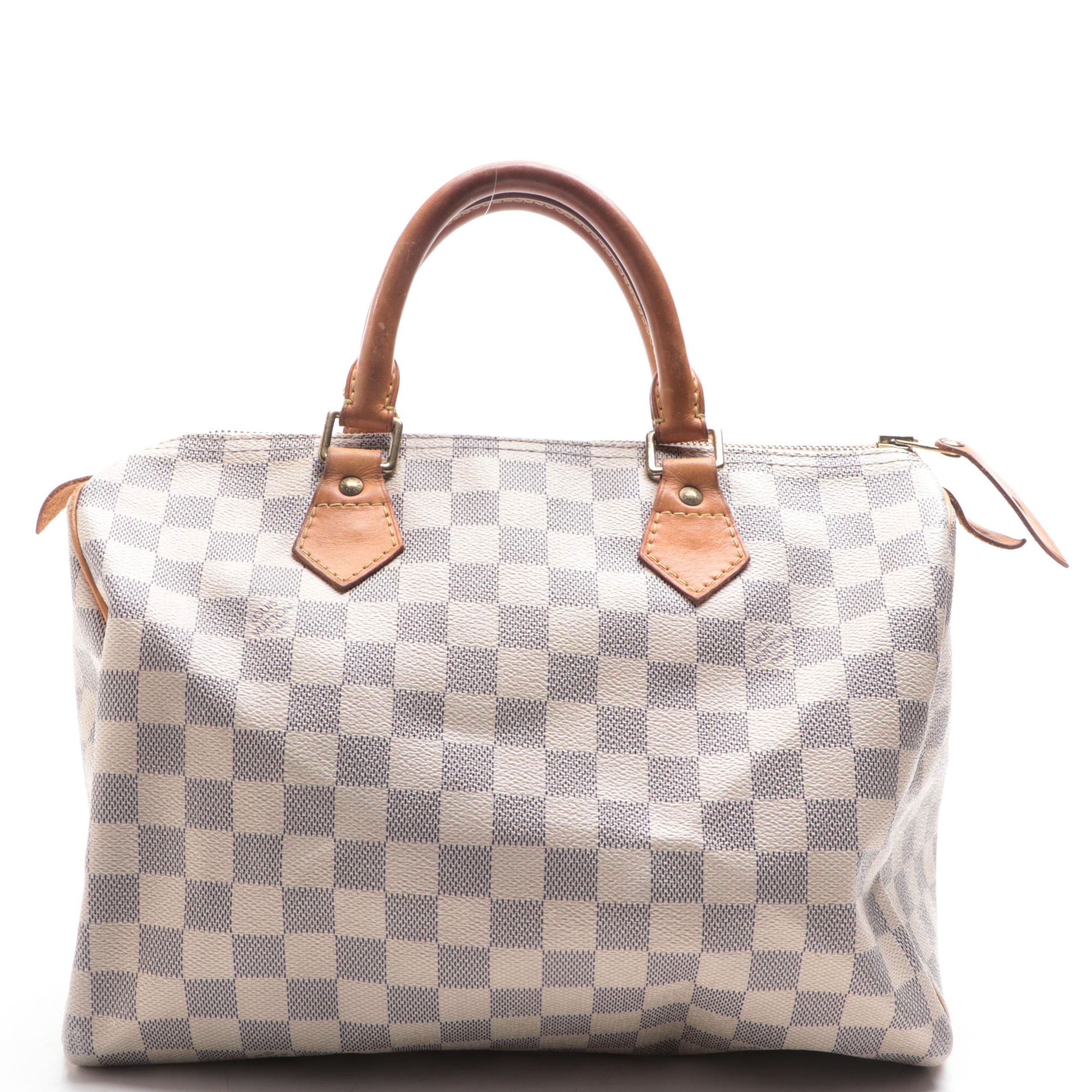 Louis Vuitton Speedy 30 in Damier Azur Canvas and Vachetta Leather