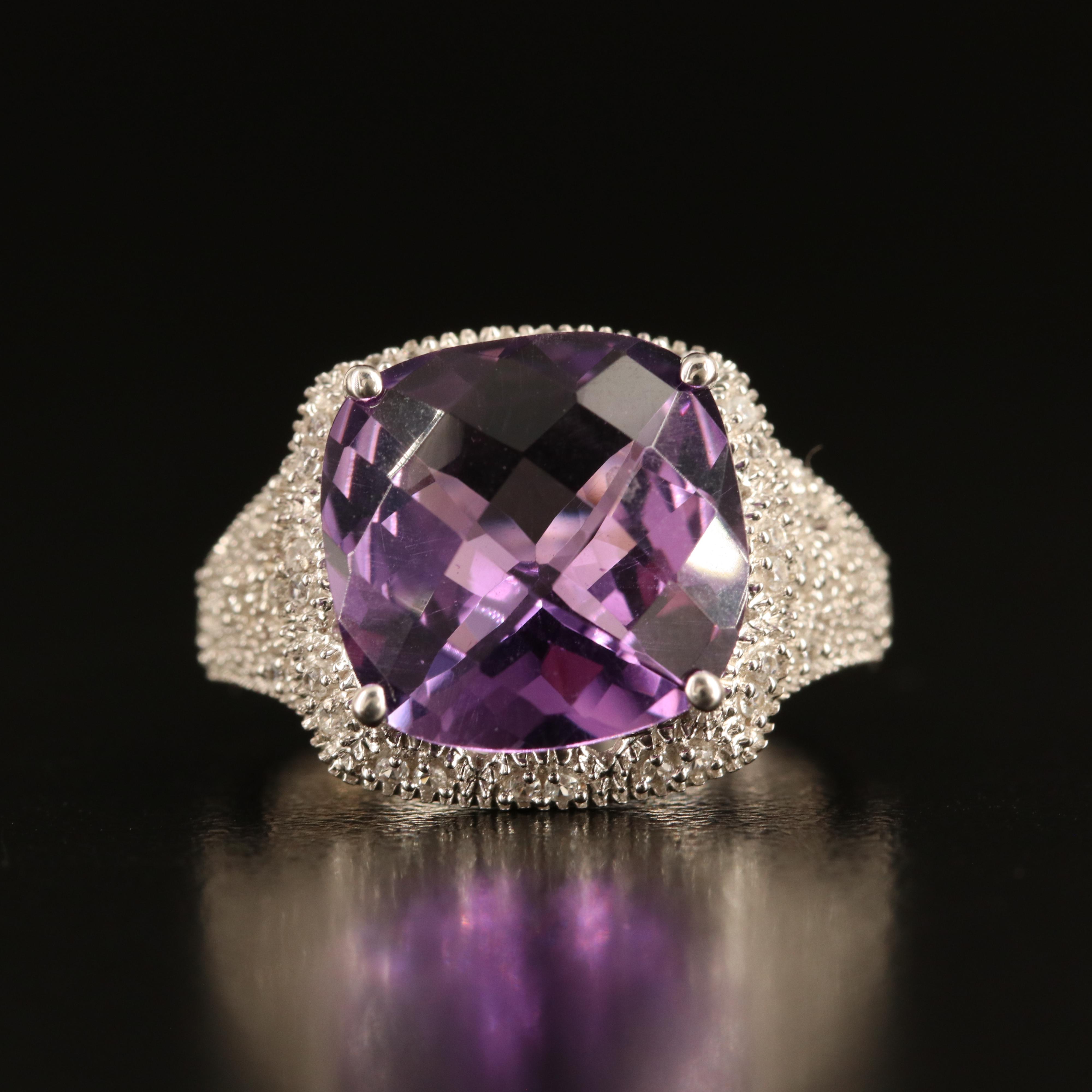 Sterling Amethyst and White Sapphire Ring