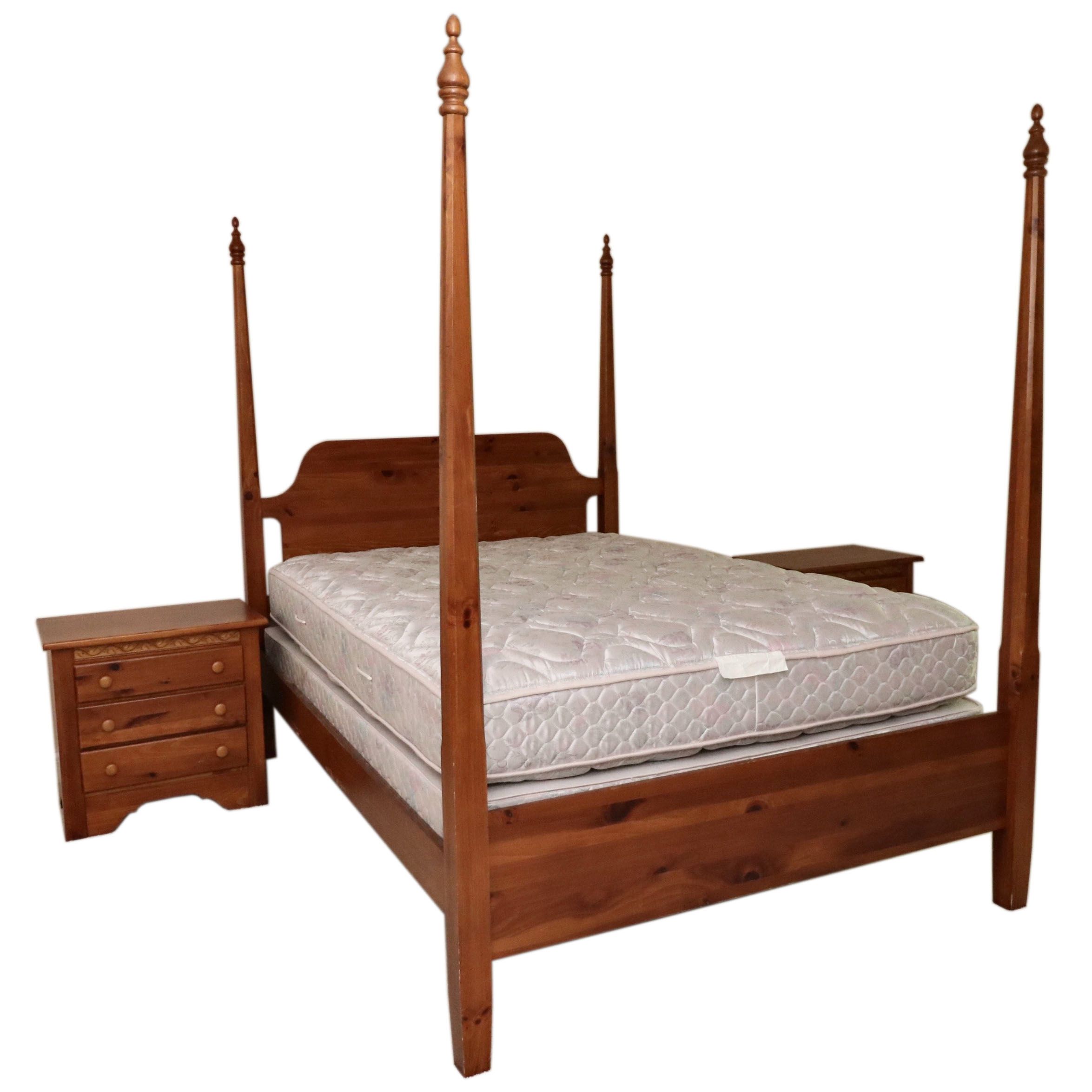Kincaid Furniture "Shaker Ridge" Four Post Queen Bed Frame and Nightstands