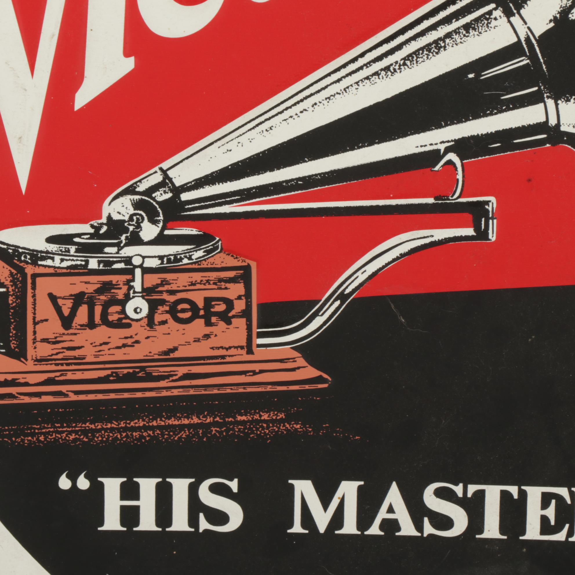 Victor Phonographs Nostalgic "His Masters Voice" Reproduction Metal Sign