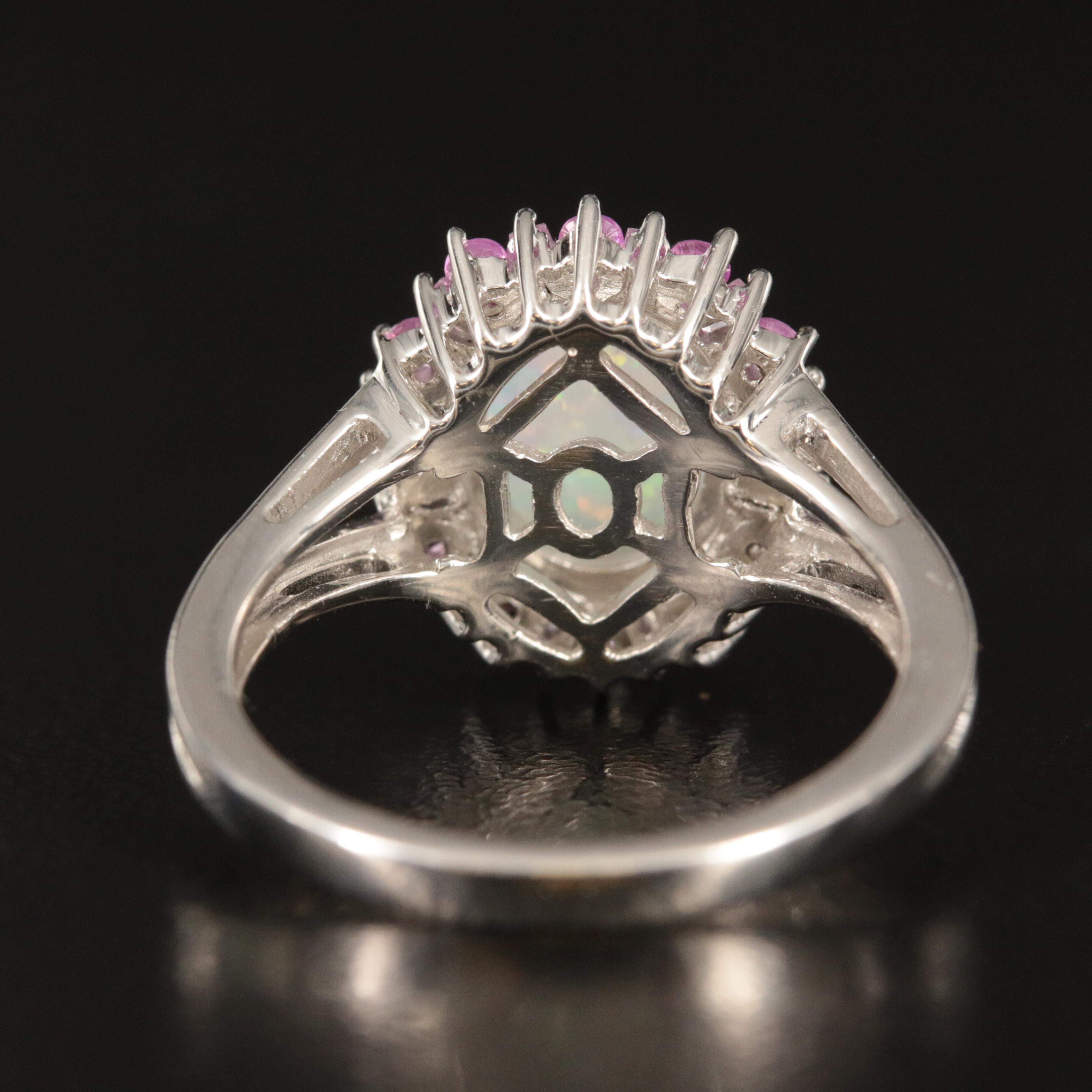 Sterling Opal and Pink Sapphire Ring
