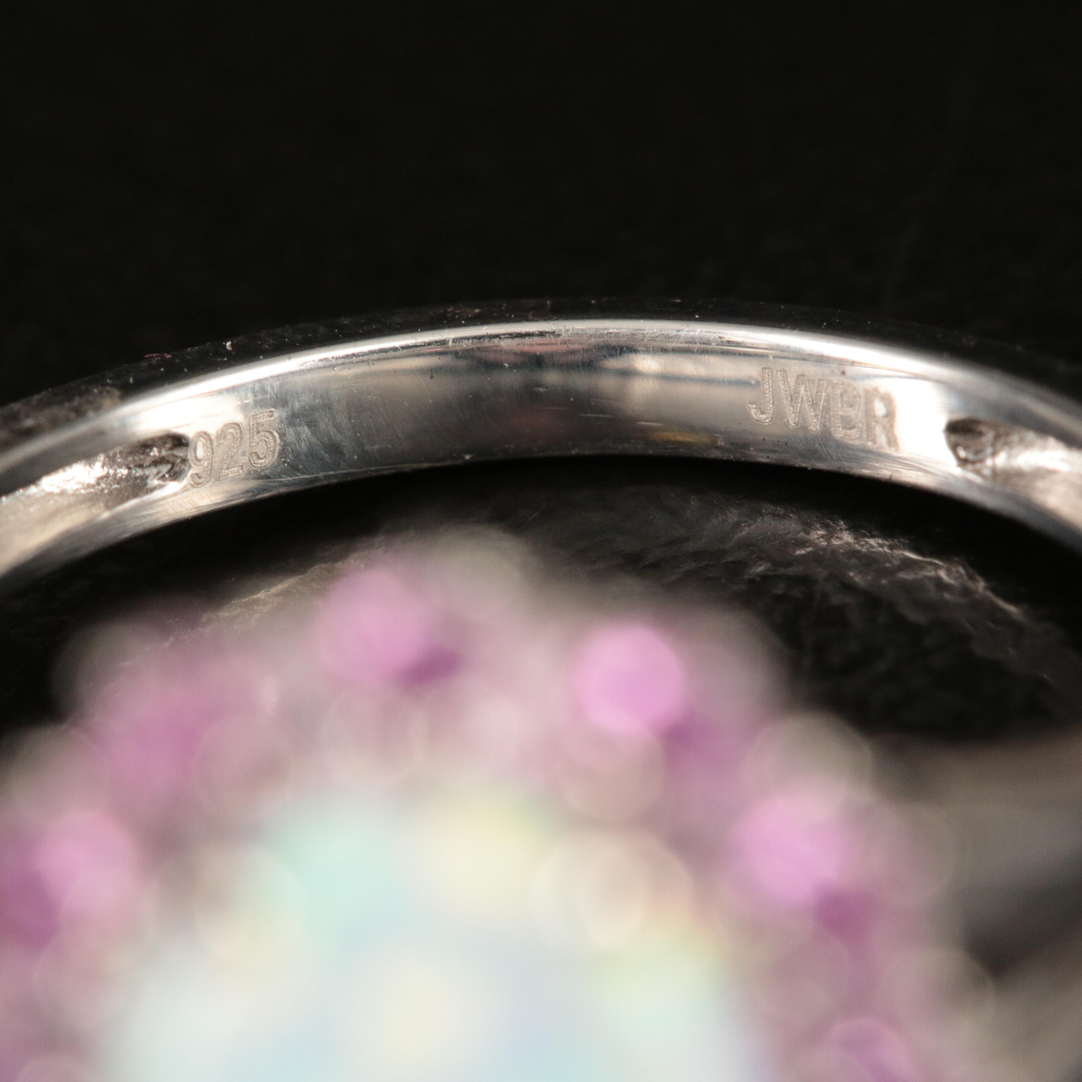 Sterling Opal and Pink Sapphire Ring