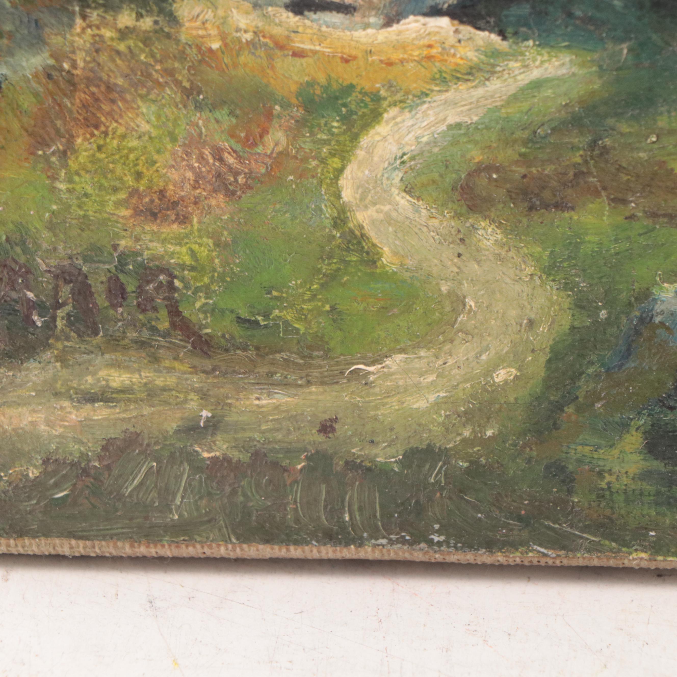 Oil Painting of Cows in Alpine Landscape