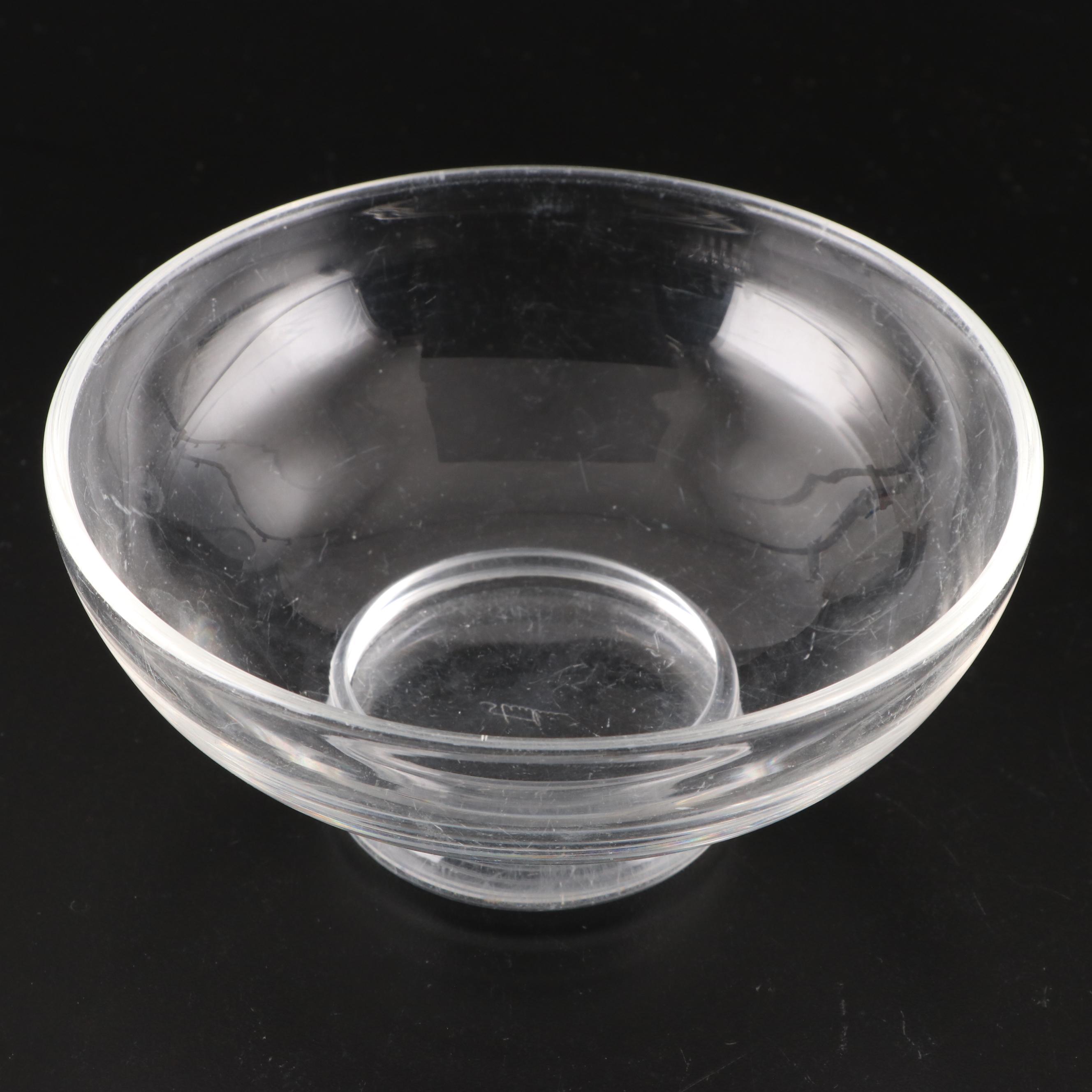 Lloyd Atkins for Steuben Ring Footed Glass Bowl with Orrefors Glass Dish