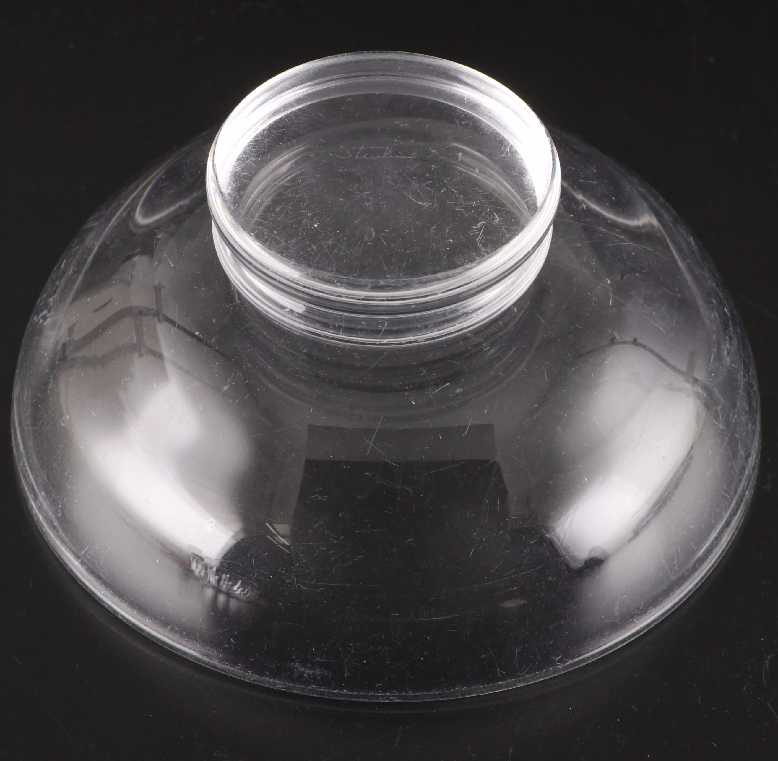 Lloyd Atkins for Steuben Ring Footed Glass Bowl with Orrefors Glass Dish