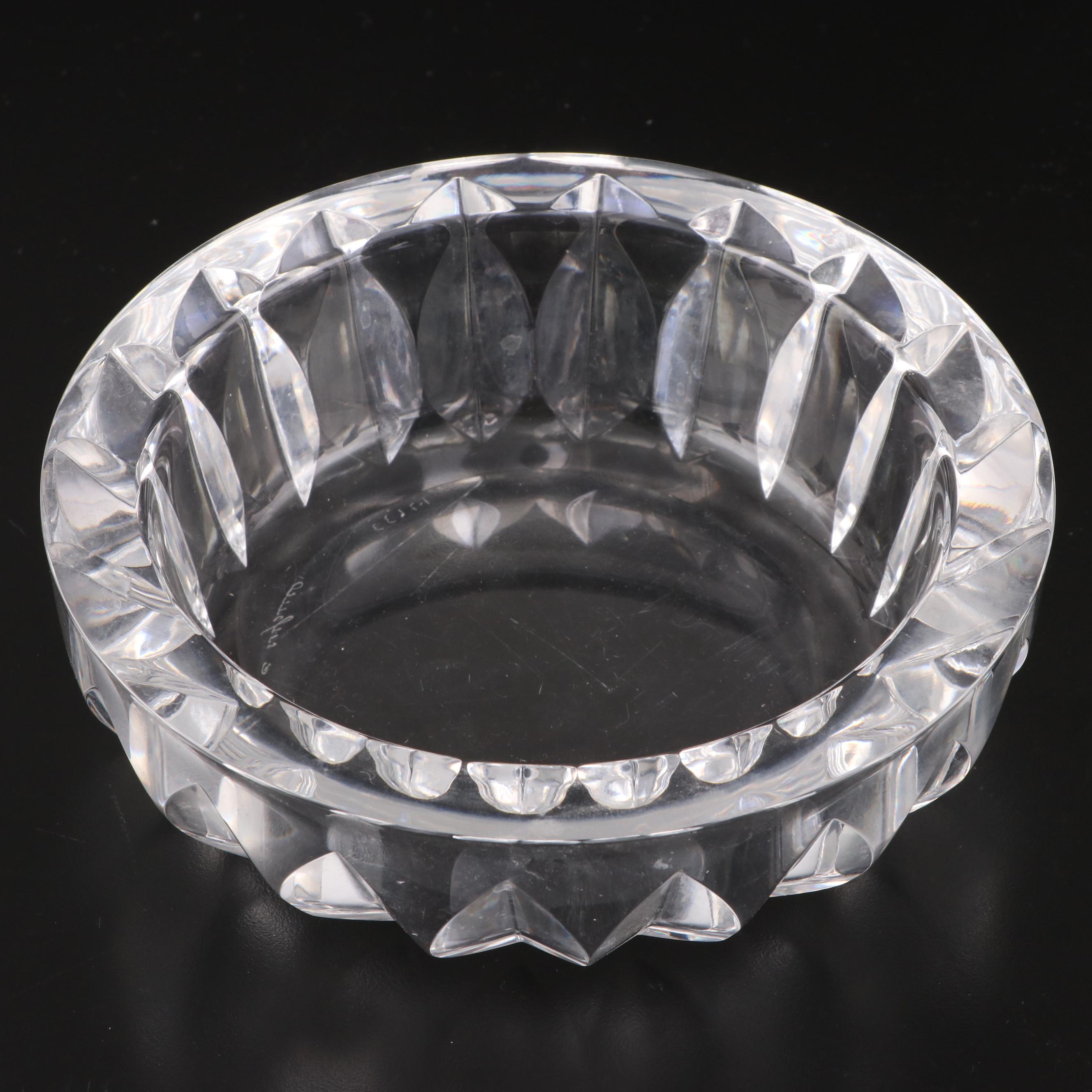 Lloyd Atkins for Steuben Ring Footed Glass Bowl with Orrefors Glass Dish