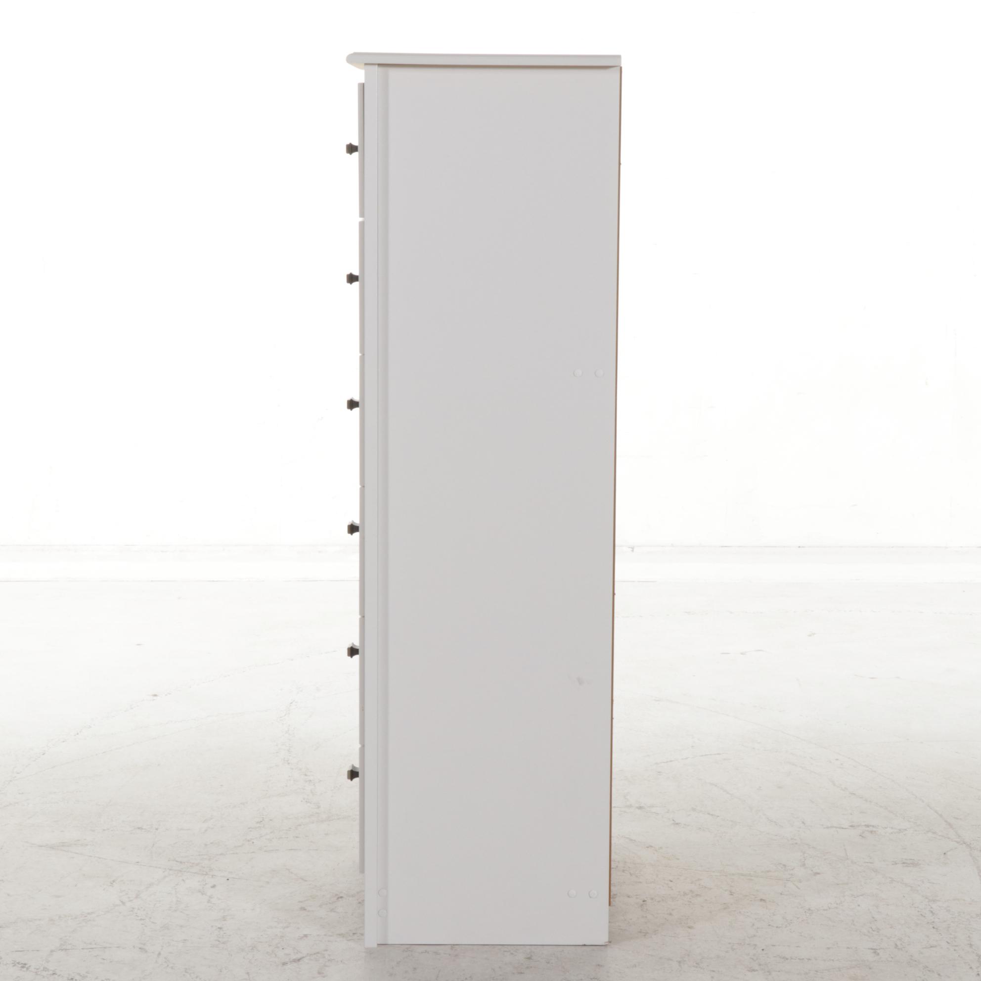 Contemporary White-Finish Tall Chest of Drawers