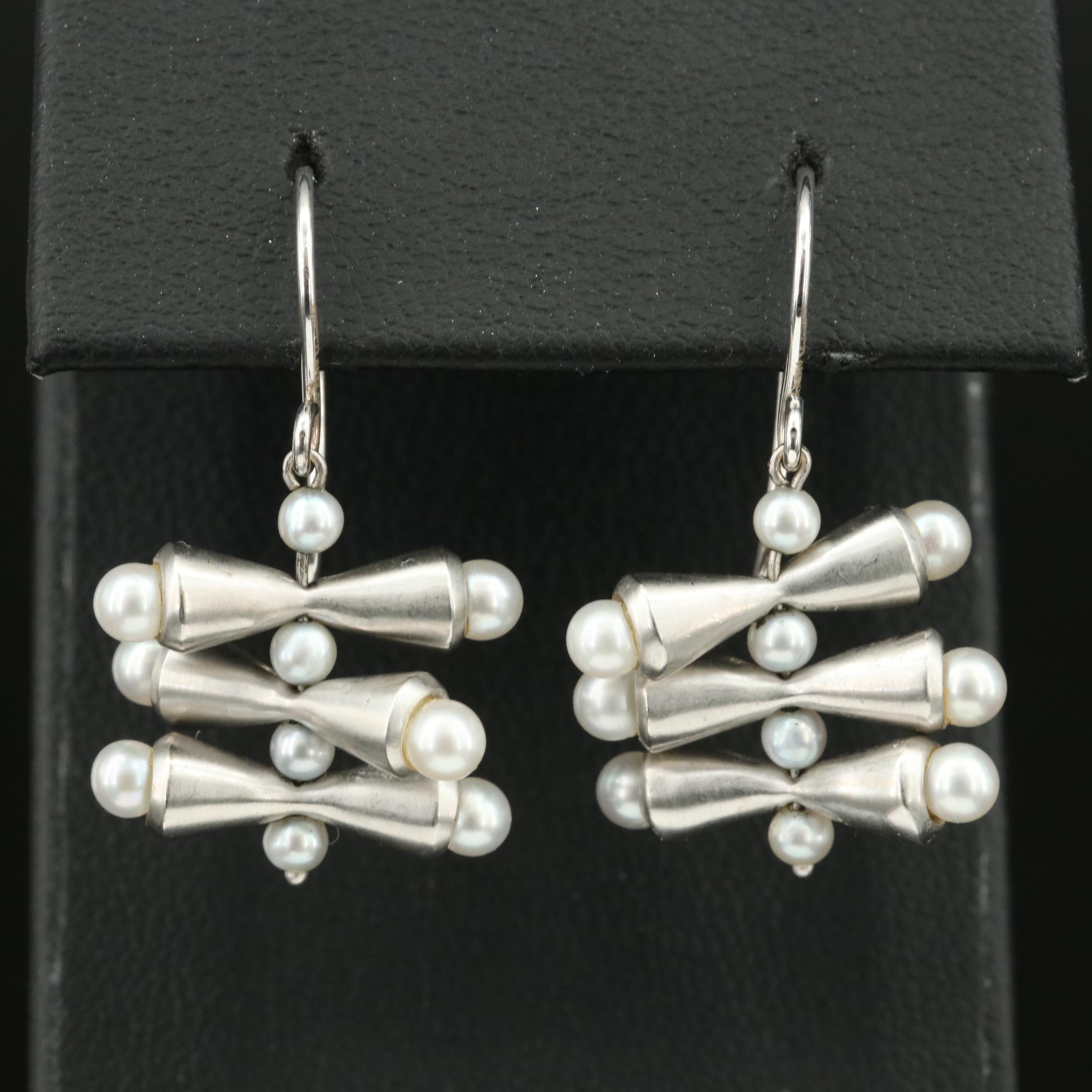 Akiyo Matsuoka 18K Pearl Stacked Cone Drop Earrings