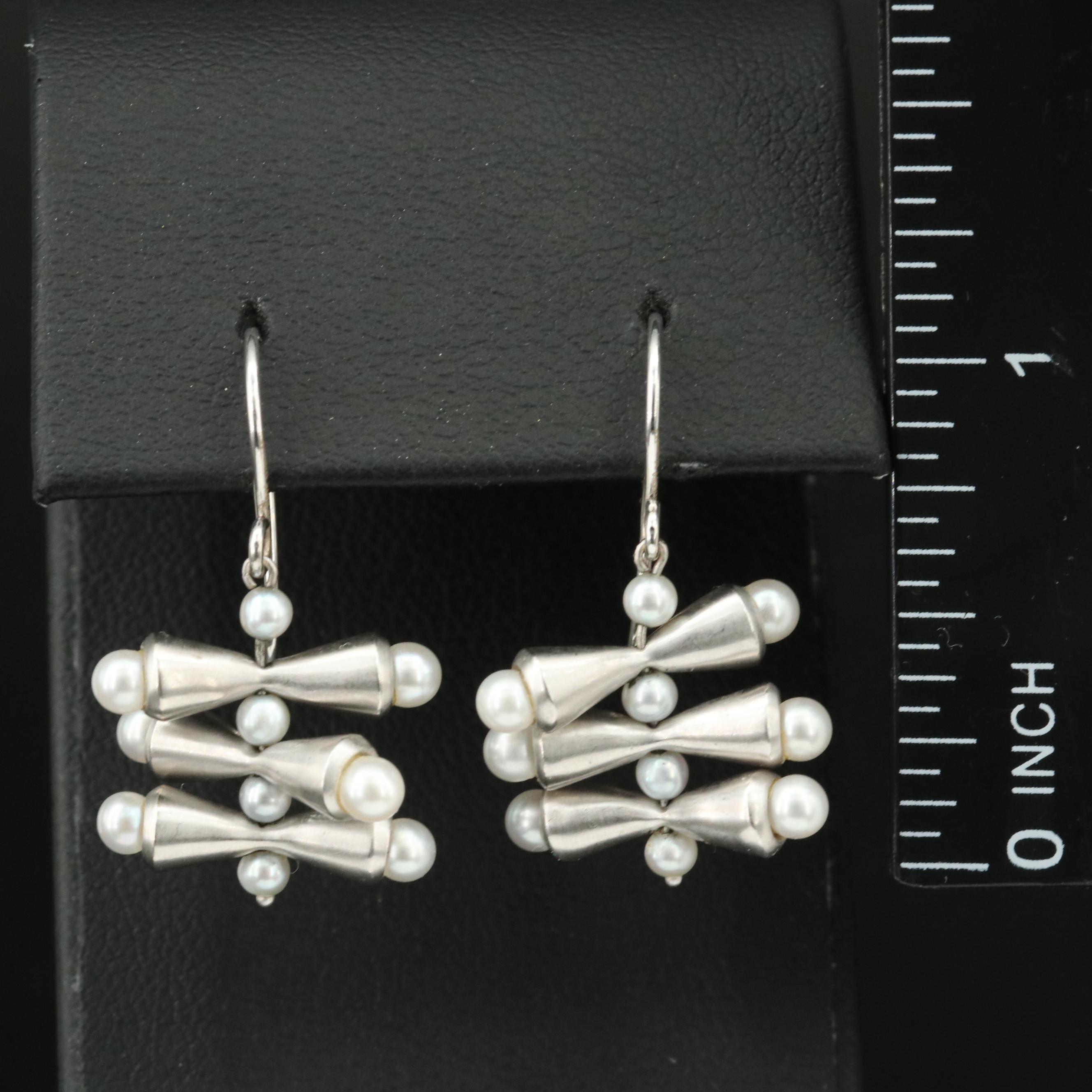 Akiyo Matsuoka 18K Pearl Stacked Cone Drop Earrings