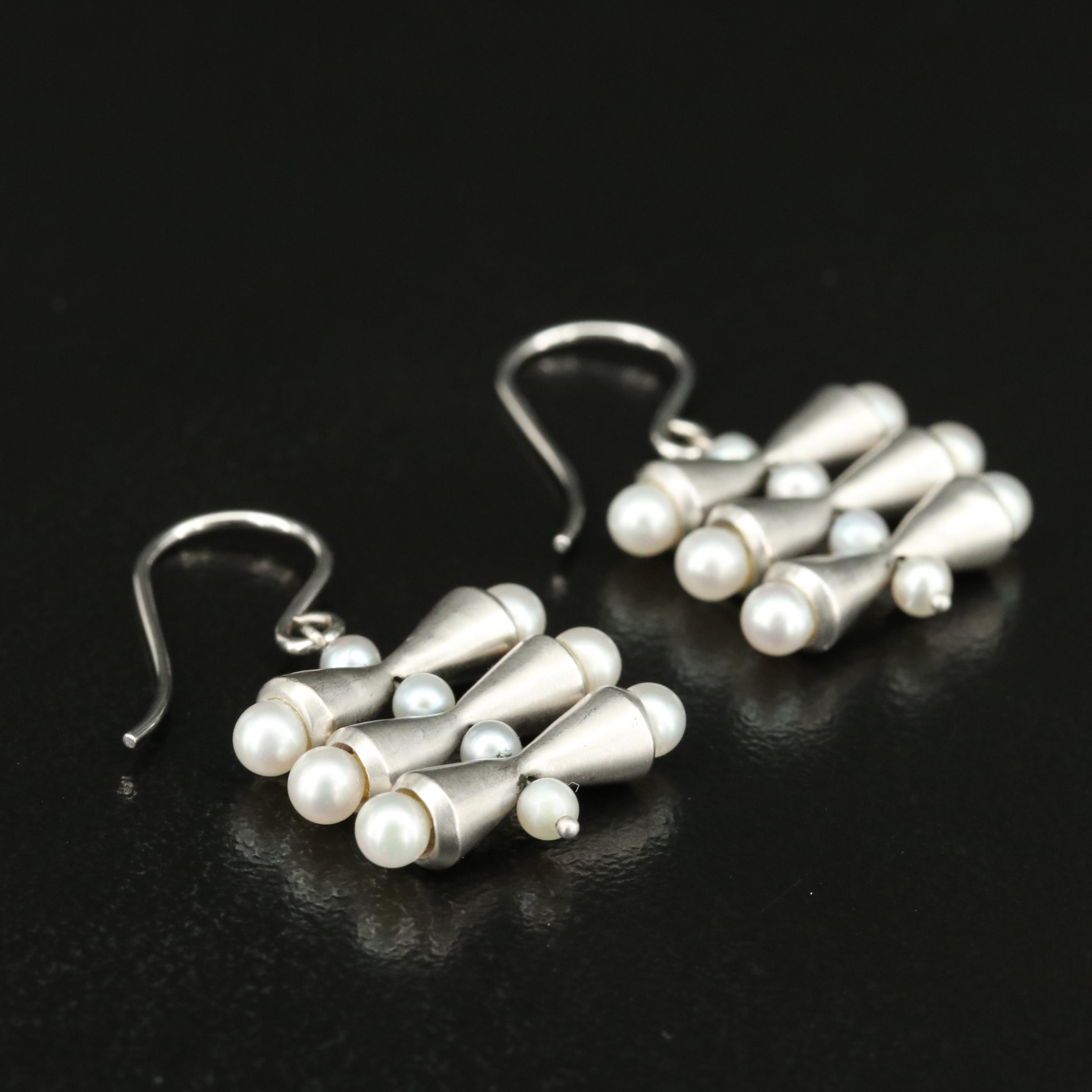 Akiyo Matsuoka 18K Pearl Stacked Cone Drop Earrings