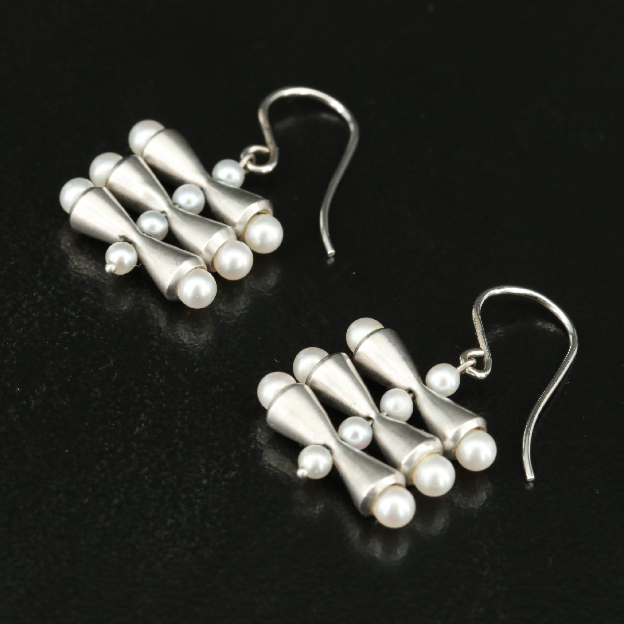 Akiyo Matsuoka 18K Pearl Stacked Cone Drop Earrings