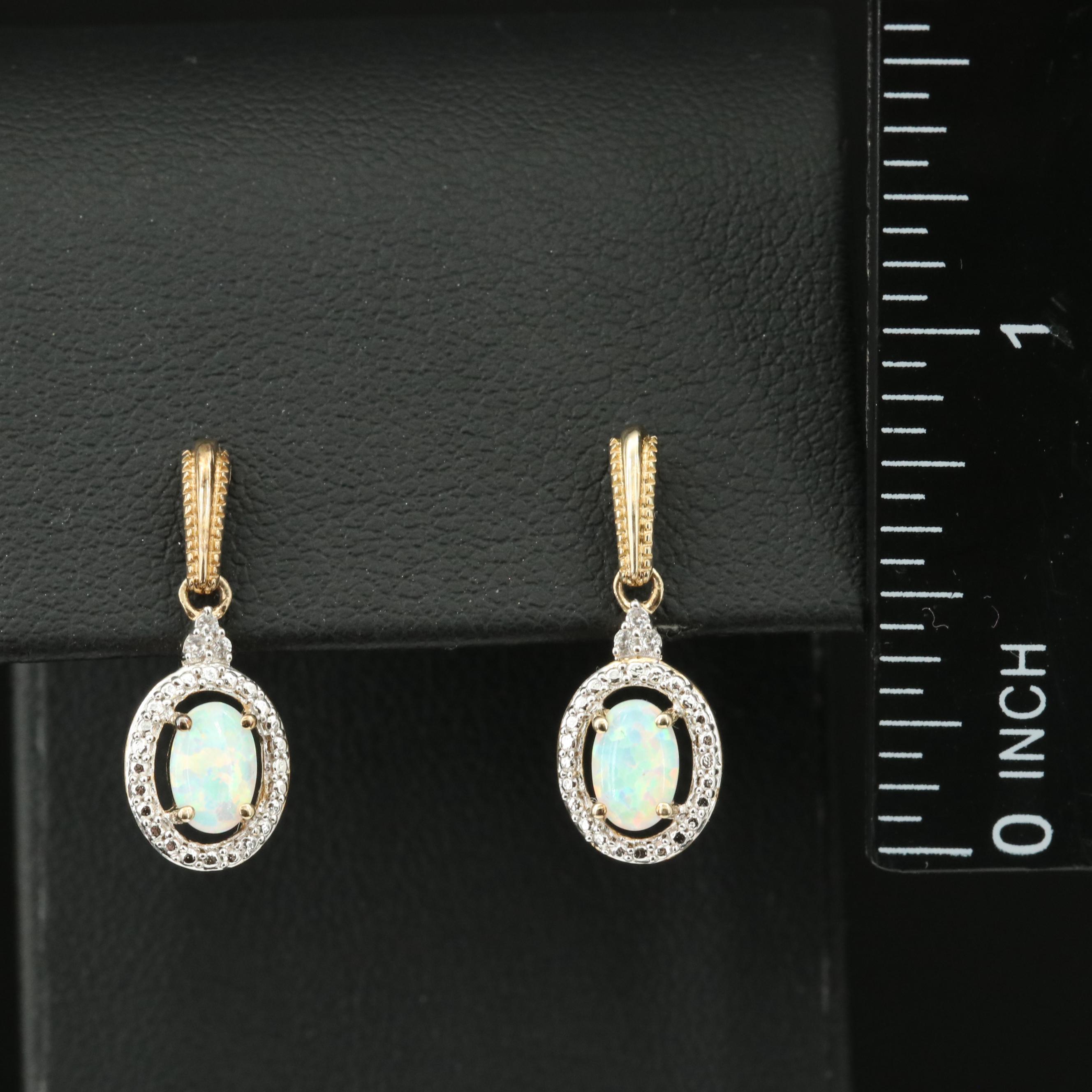 Sterling Opal and White Sapphire Earrings
