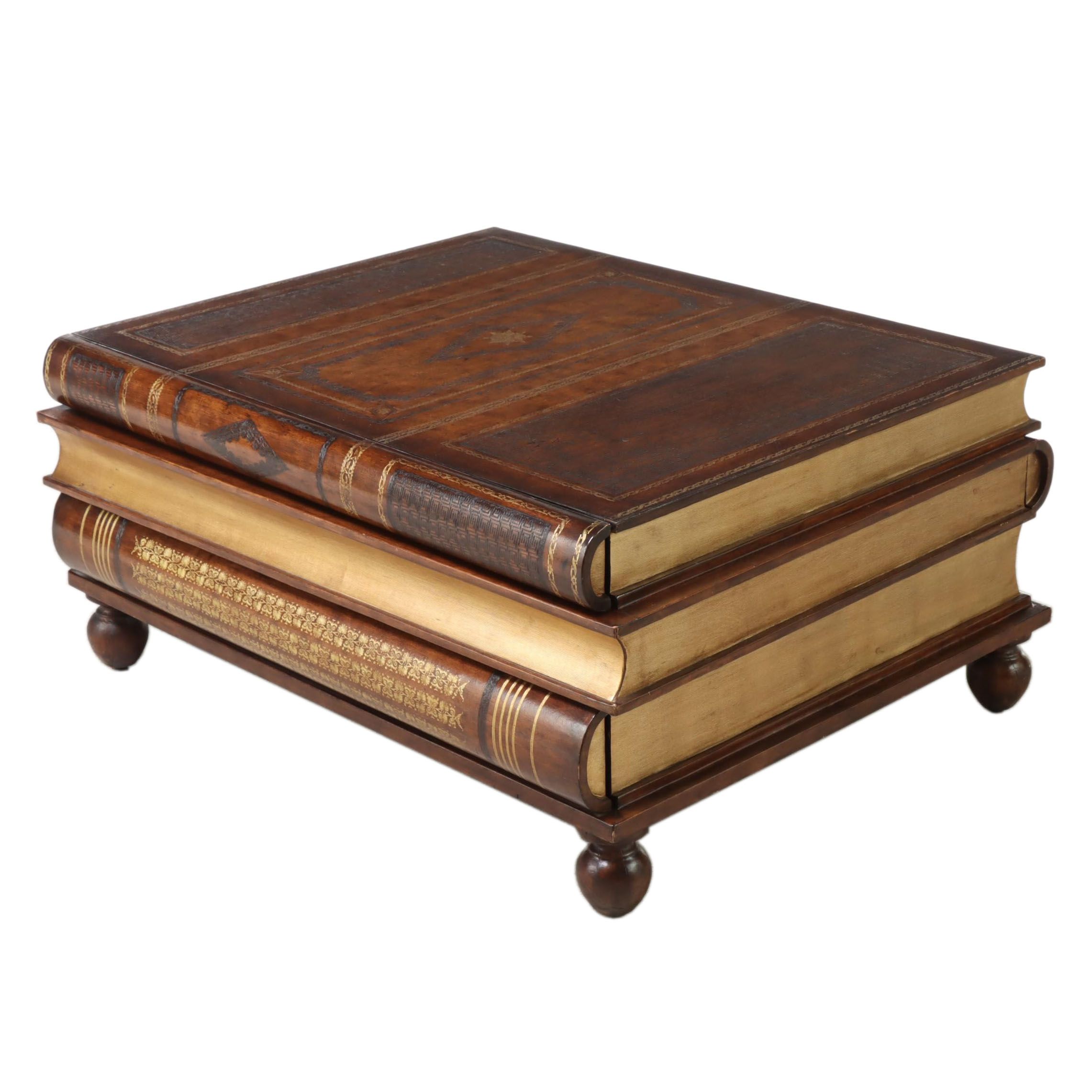 Maitland-Smith Parcel-Gilt and Paint-Decorated Faux Book Coffee Table