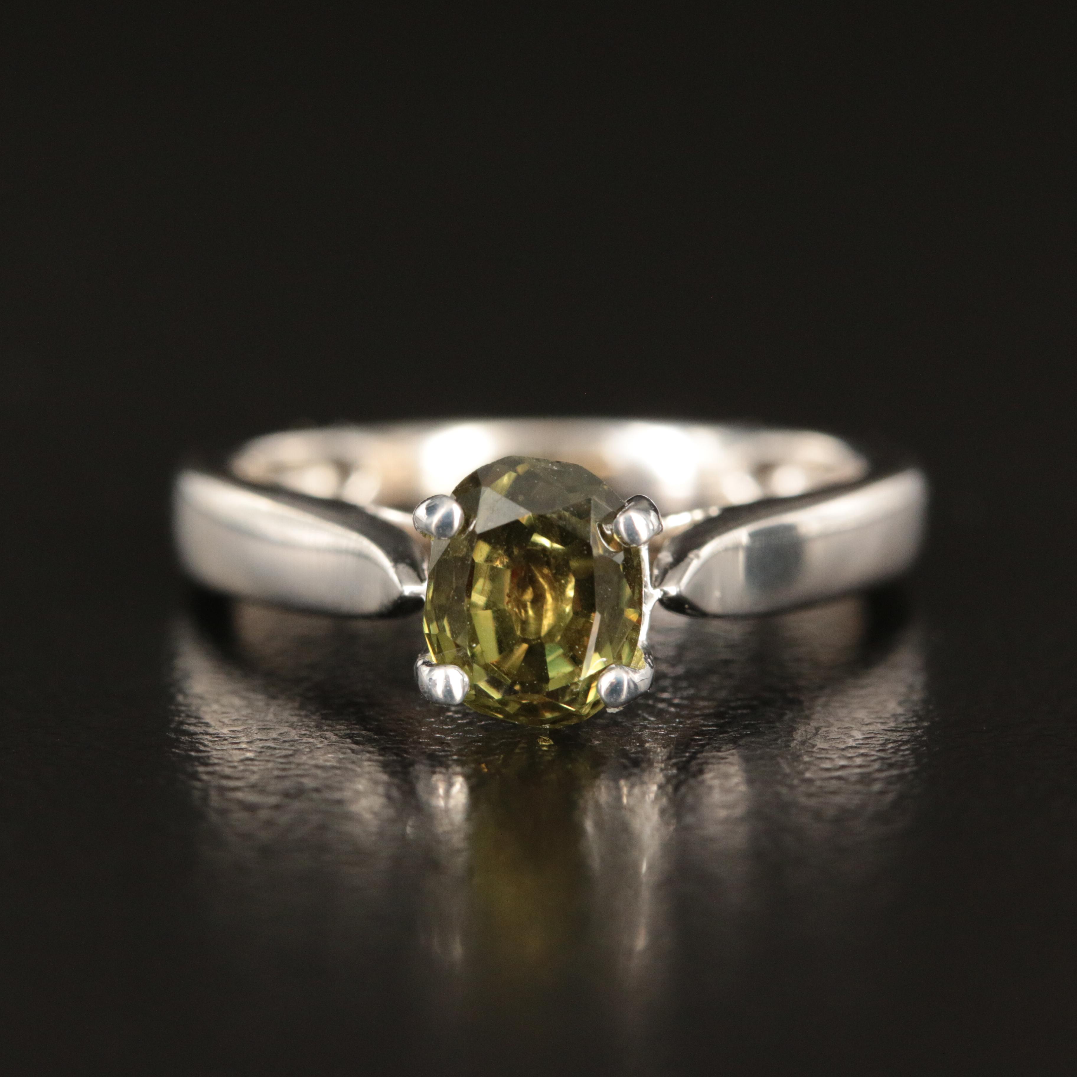 18K 1.46 CT Color-Change Sapphire and Diamond Ring with GIA Report