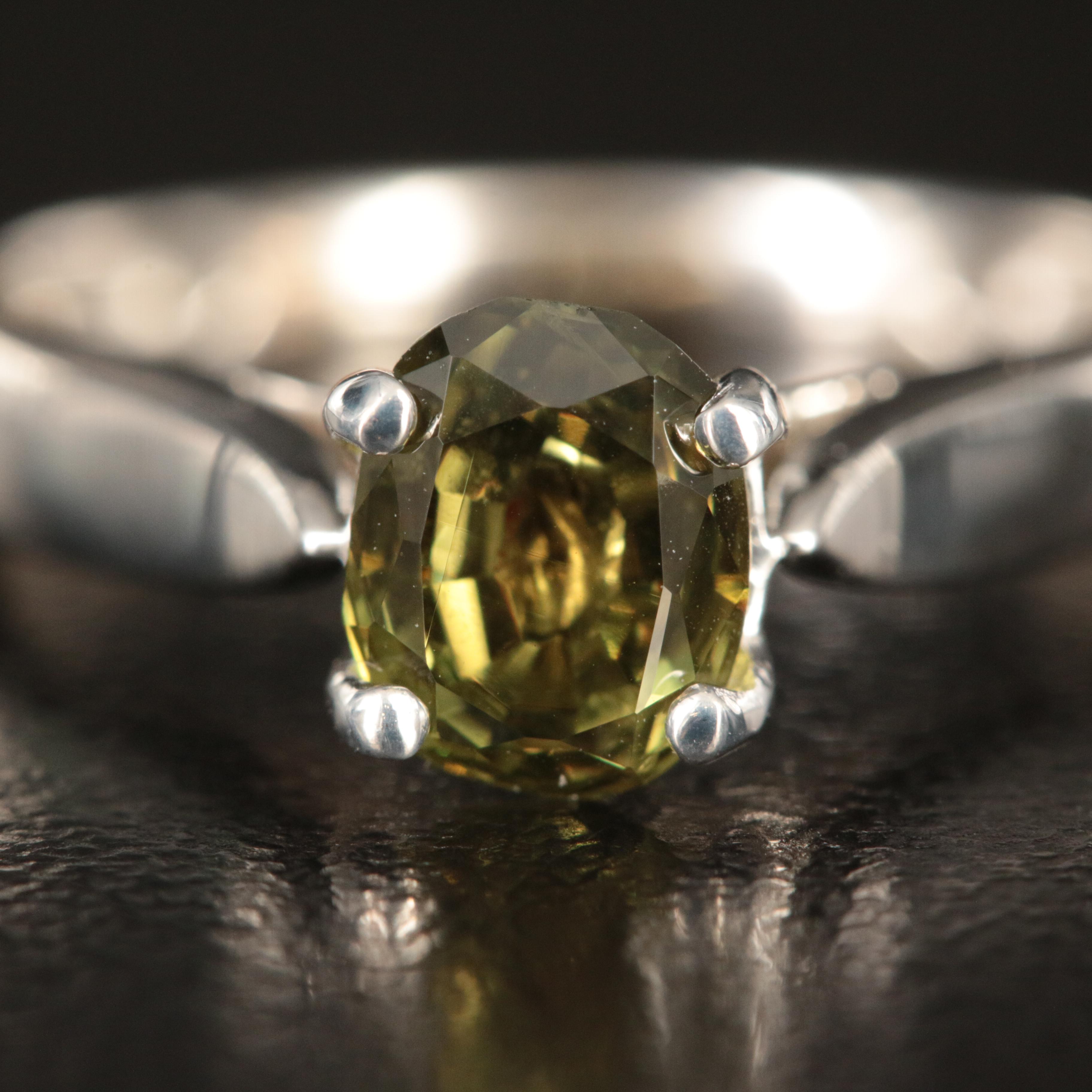 18K 1.46 CT Color-Change Sapphire and Diamond Ring with GIA Report