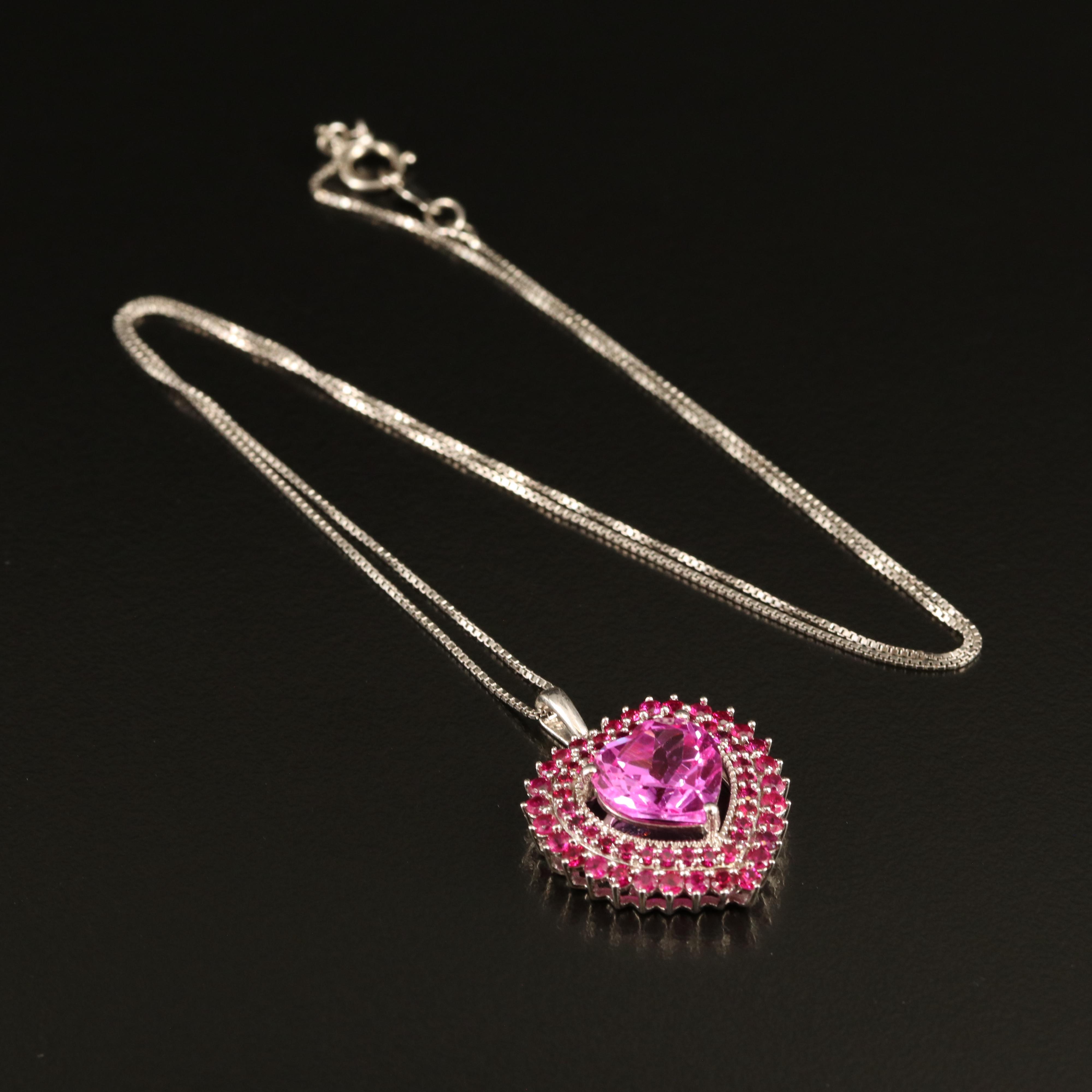 Sterling Ruby Heart Pendant Necklace