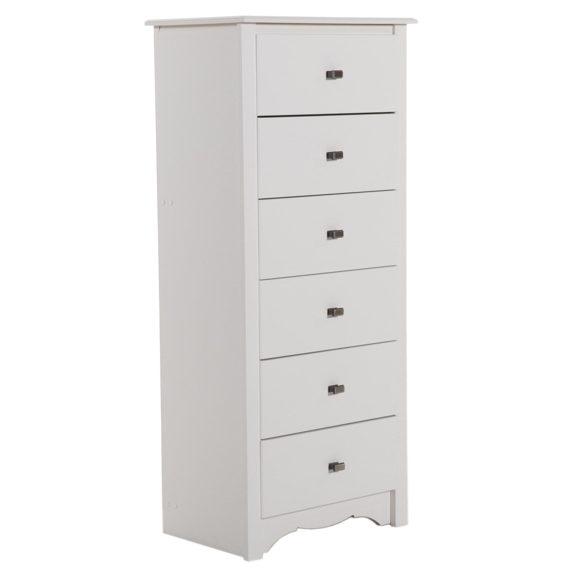 Contemporary White-Finish Tall Chest of Drawers