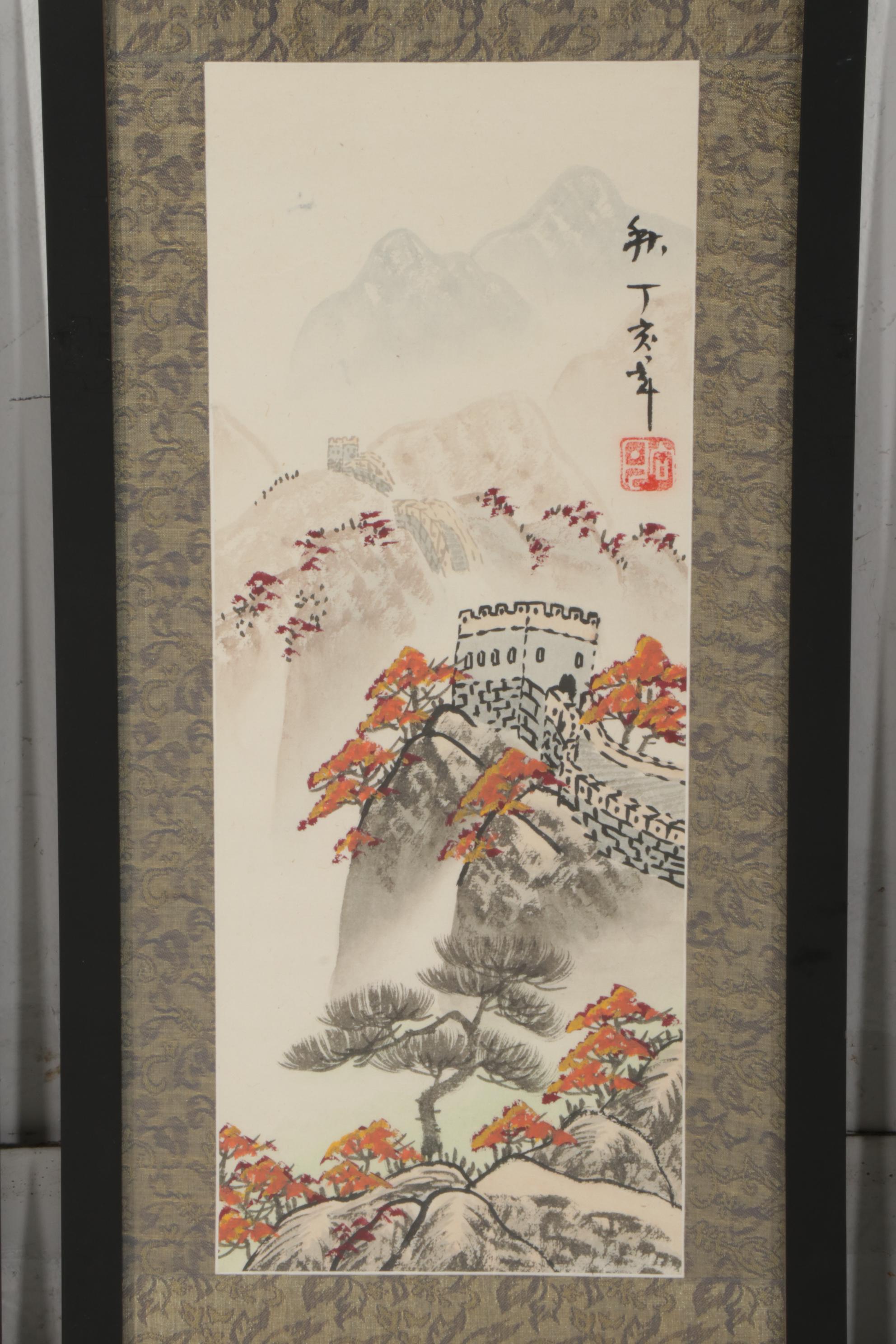 Chinese Gouache and Ink Paintings of the Great Wall in Four Seasons