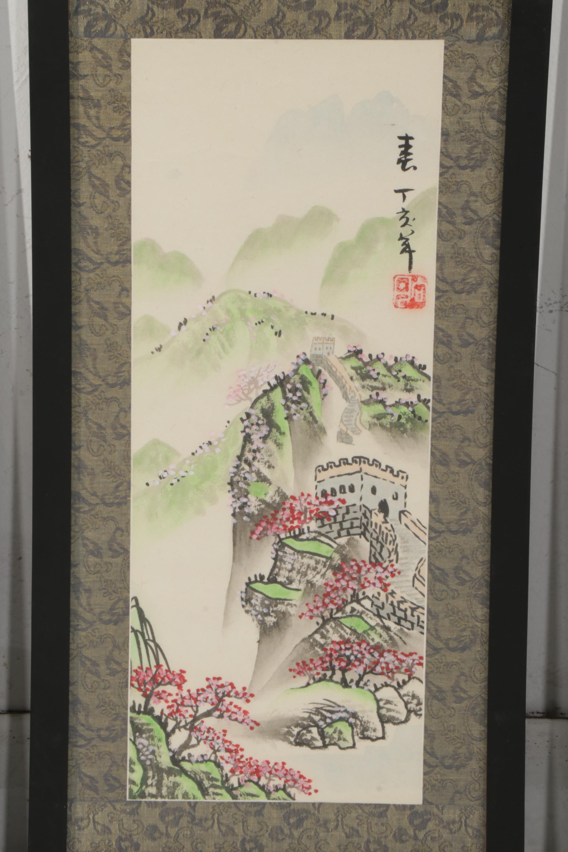 Chinese Gouache and Ink Paintings of the Great Wall in Four Seasons