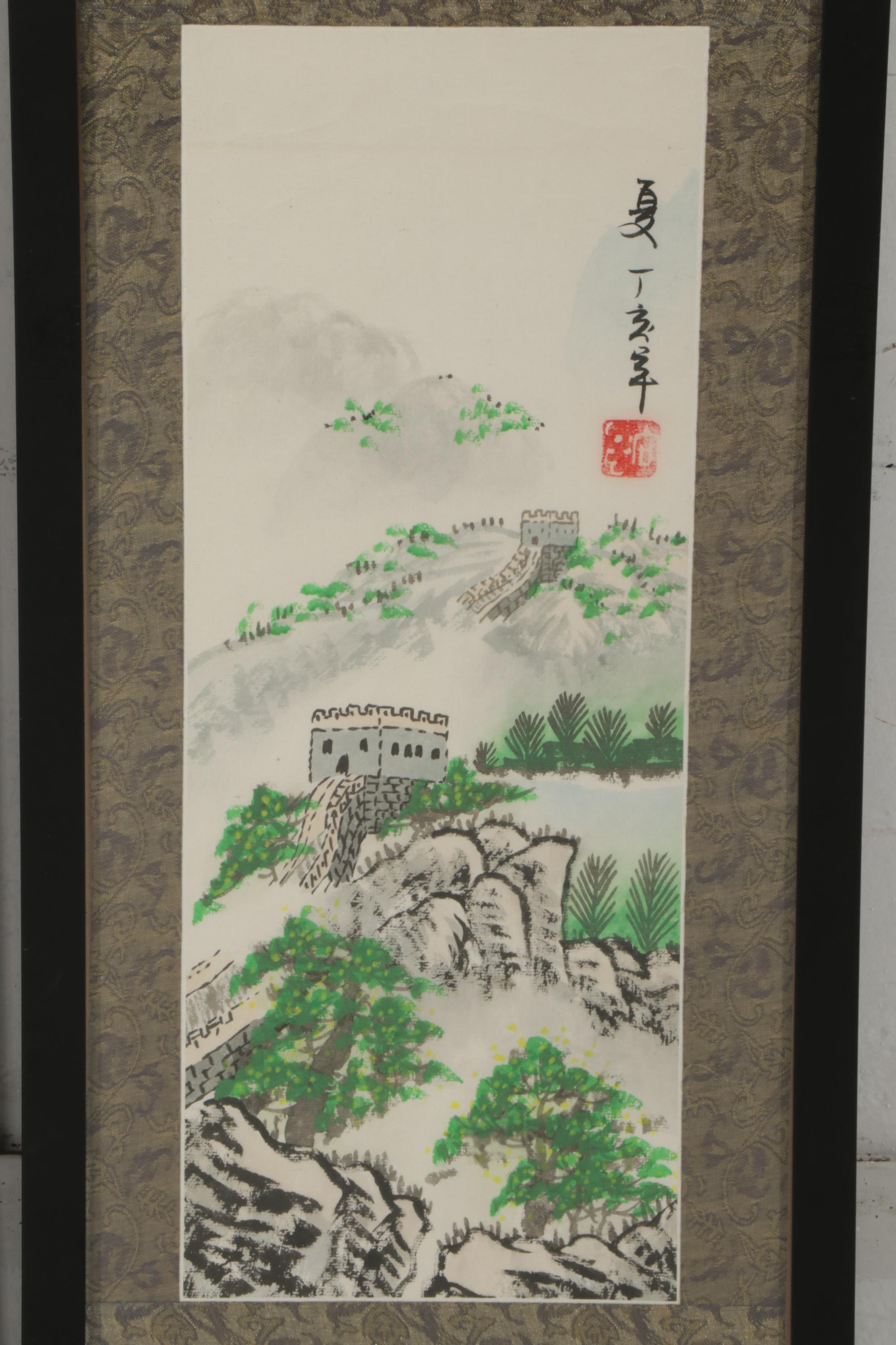 Chinese Gouache and Ink Paintings of the Great Wall in Four Seasons