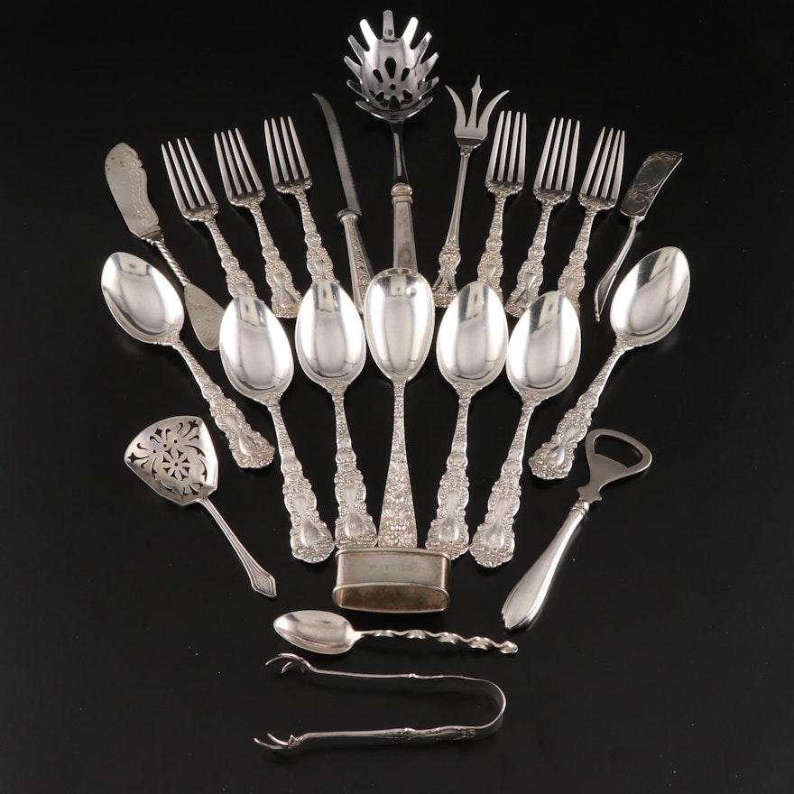 Gorham Sterling Silver Flatware with Sterling and Silver Plate Serving Utensils