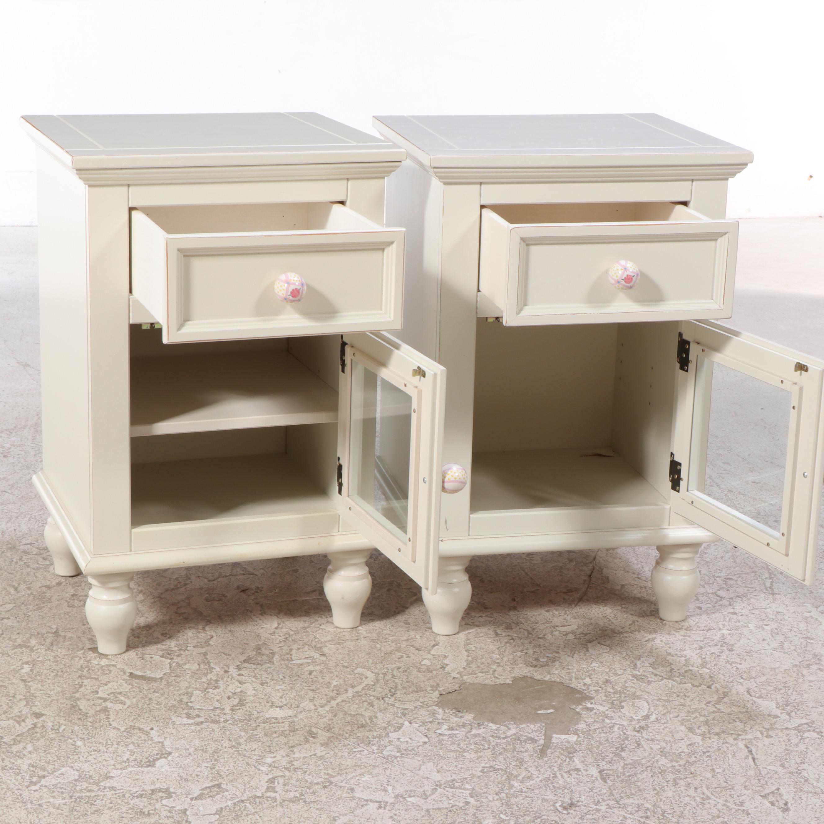 Pair of Ballard Designs White-Painted Bedside Cabinets