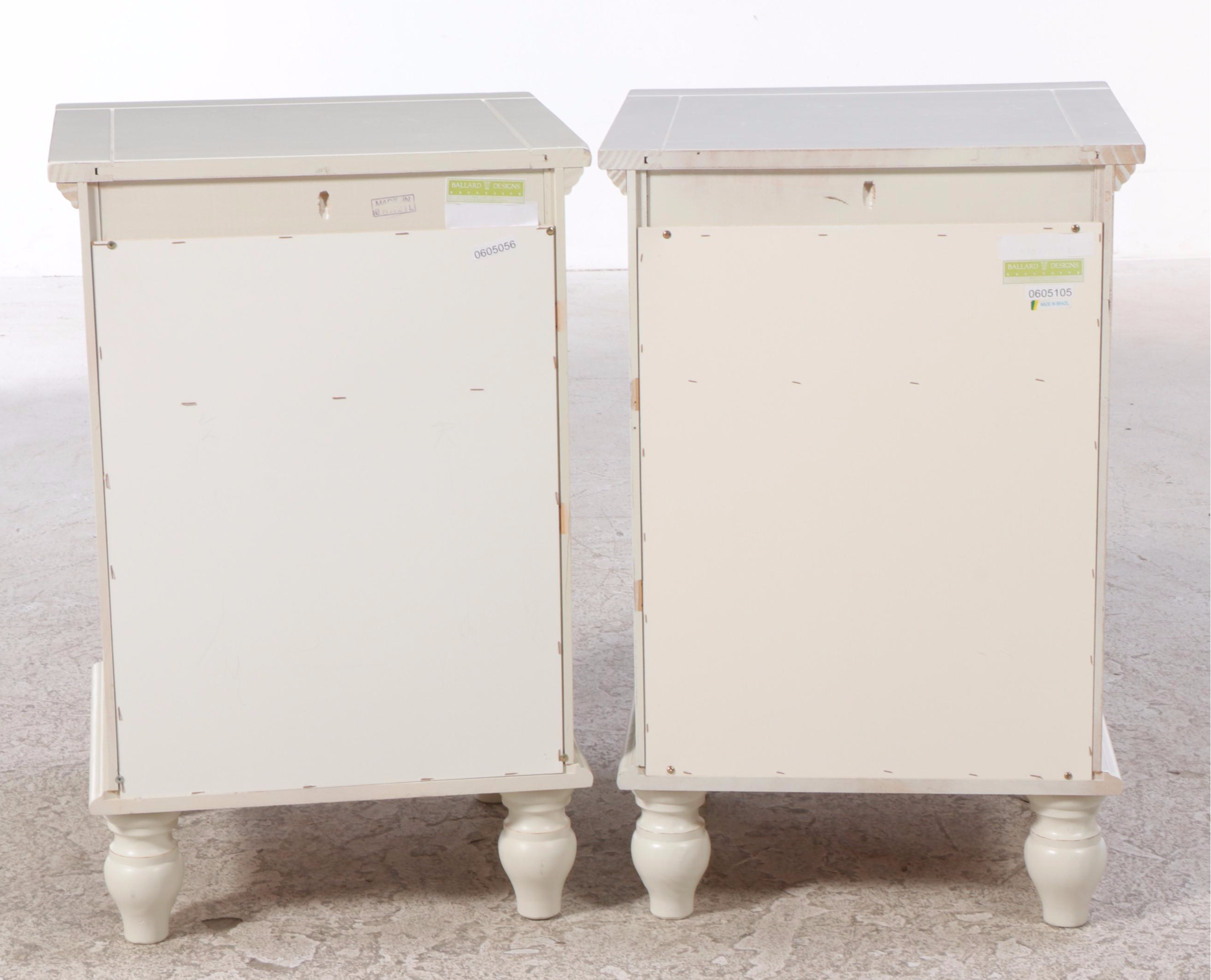 Pair of Ballard Designs White-Painted Bedside Cabinets