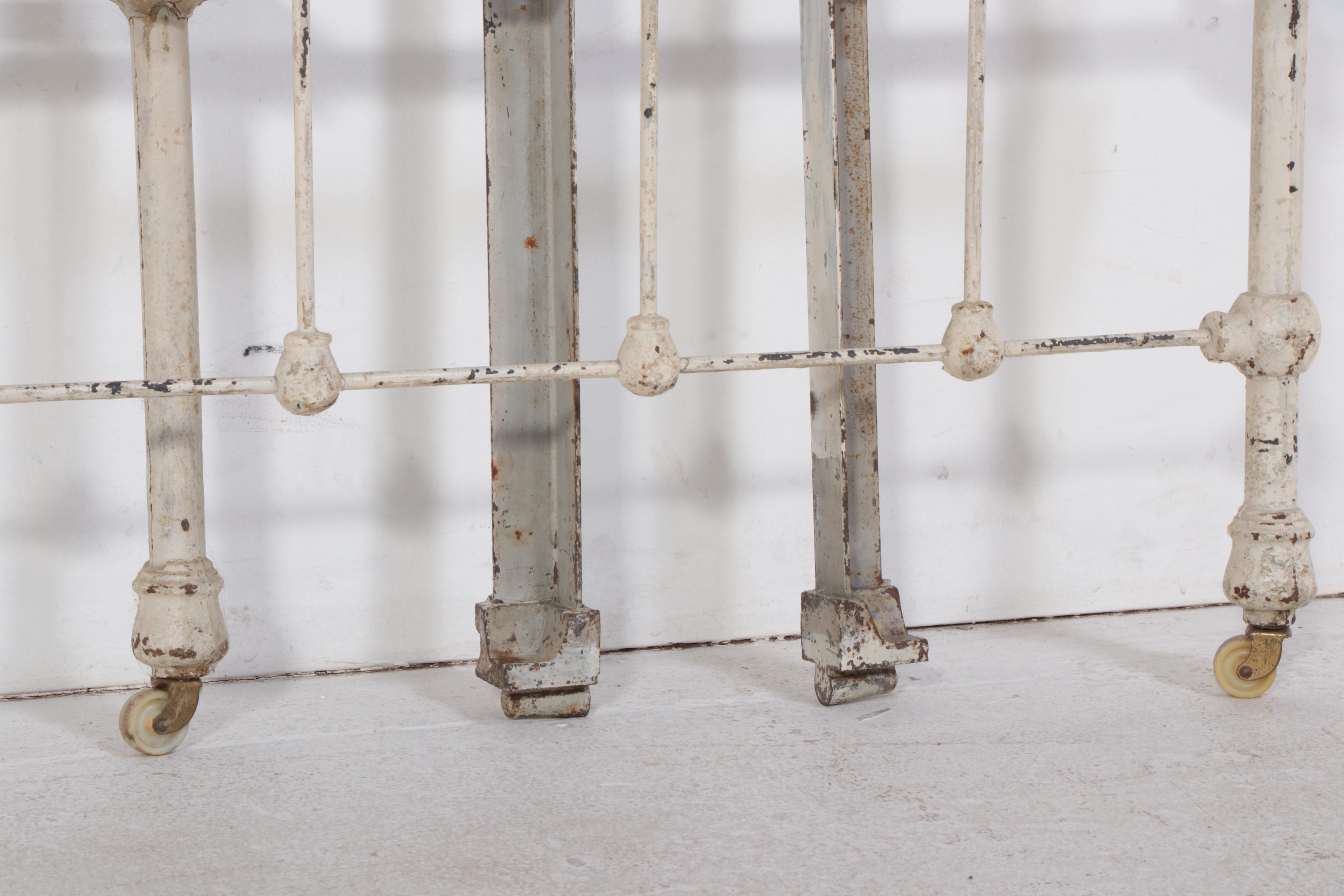 Late Victorian White-Painted and Cast Iron Twin Size Bed Frame