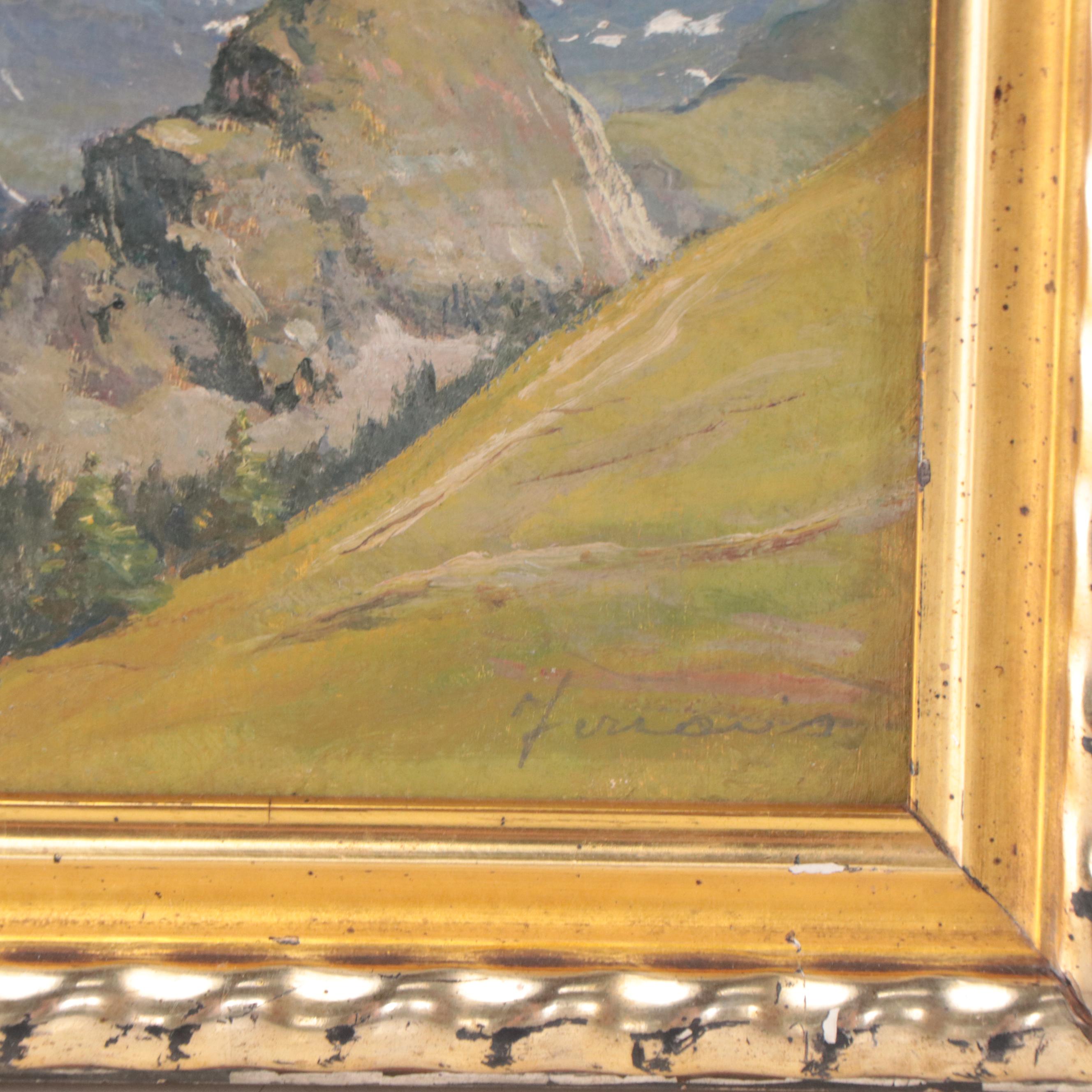 Oil Painting of Alpine Landscape, 1937