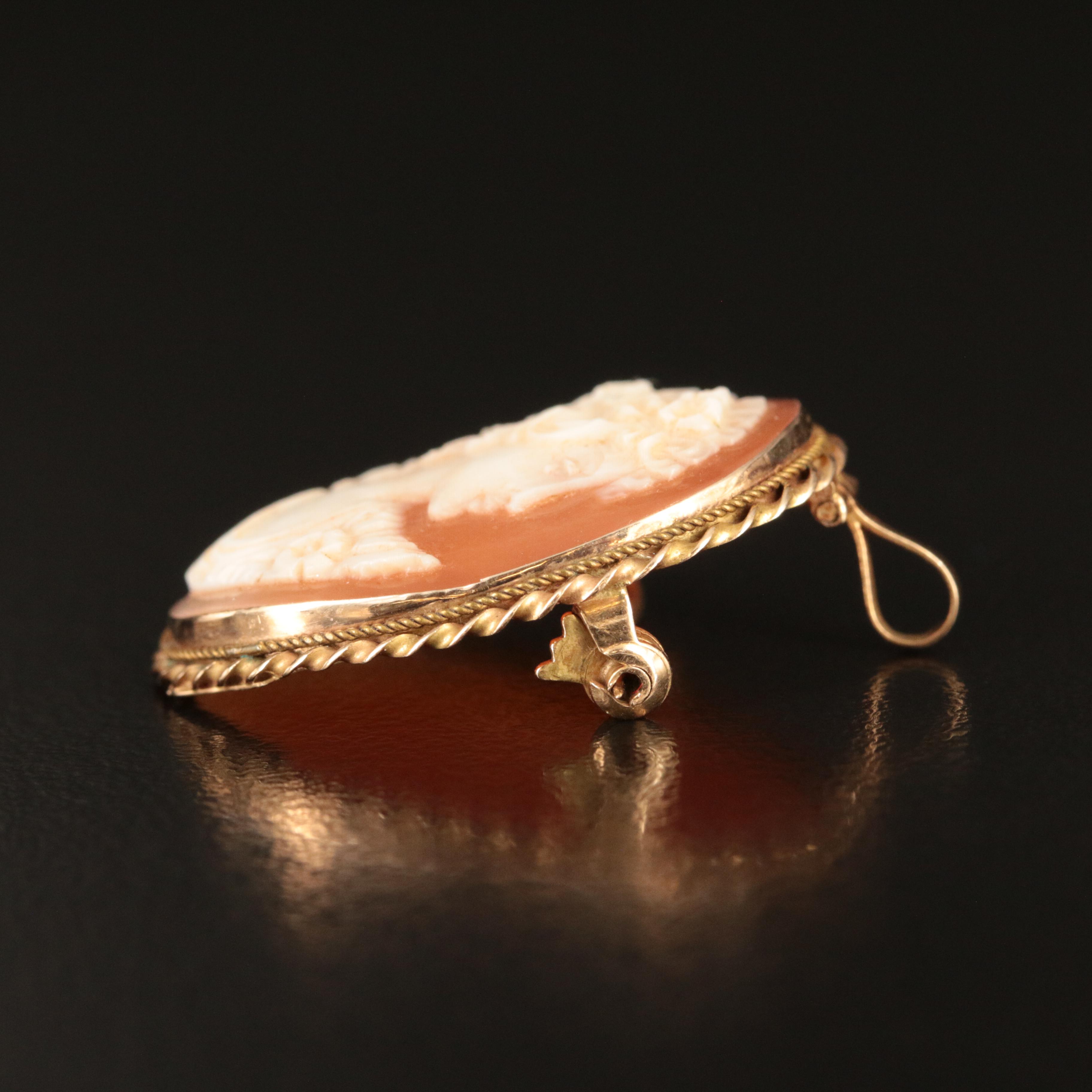 Vintage Italian 14K Shell Converter Brooch