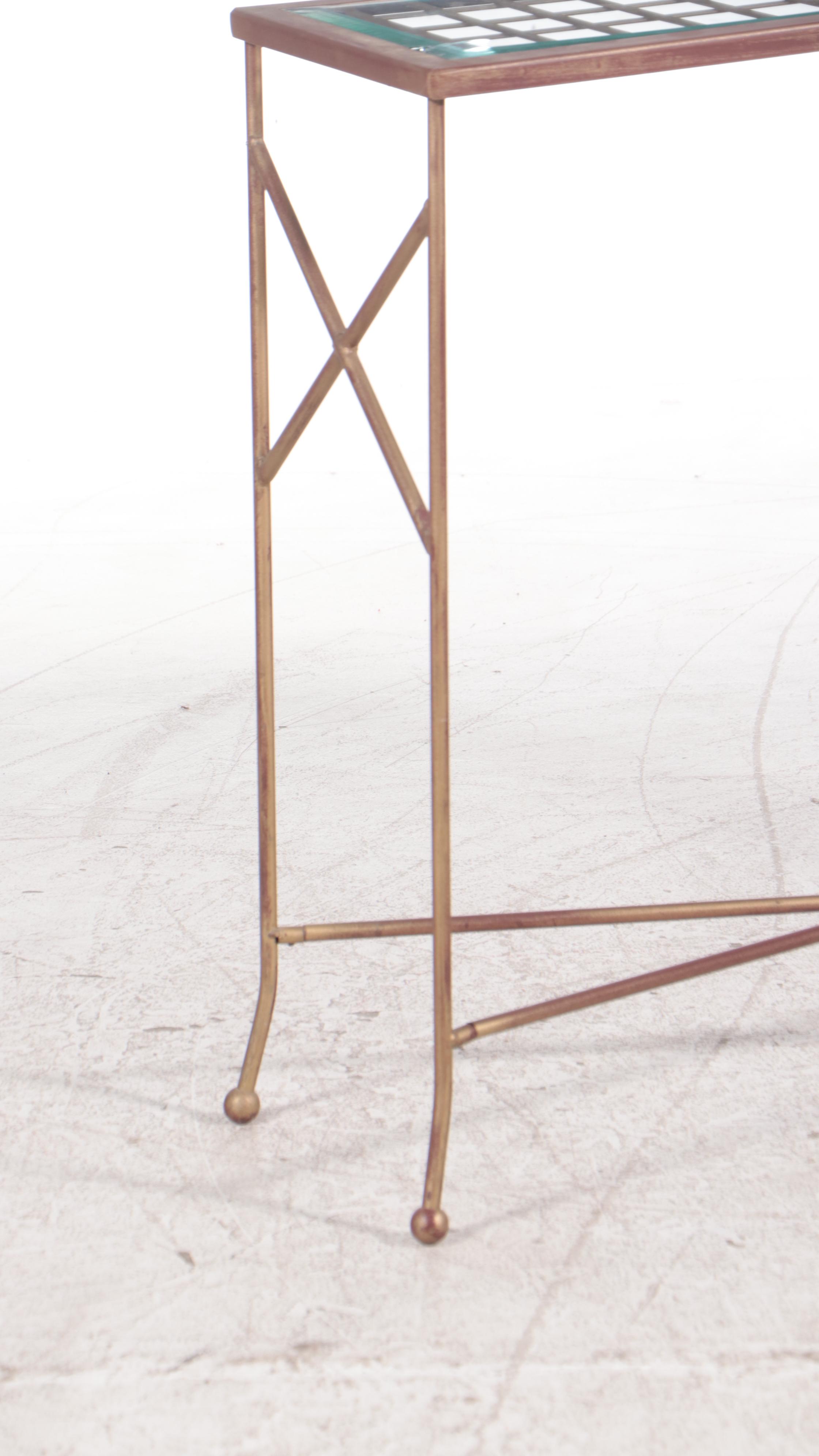 Metal and Glass Console Table, Pedestal and Coffee Table