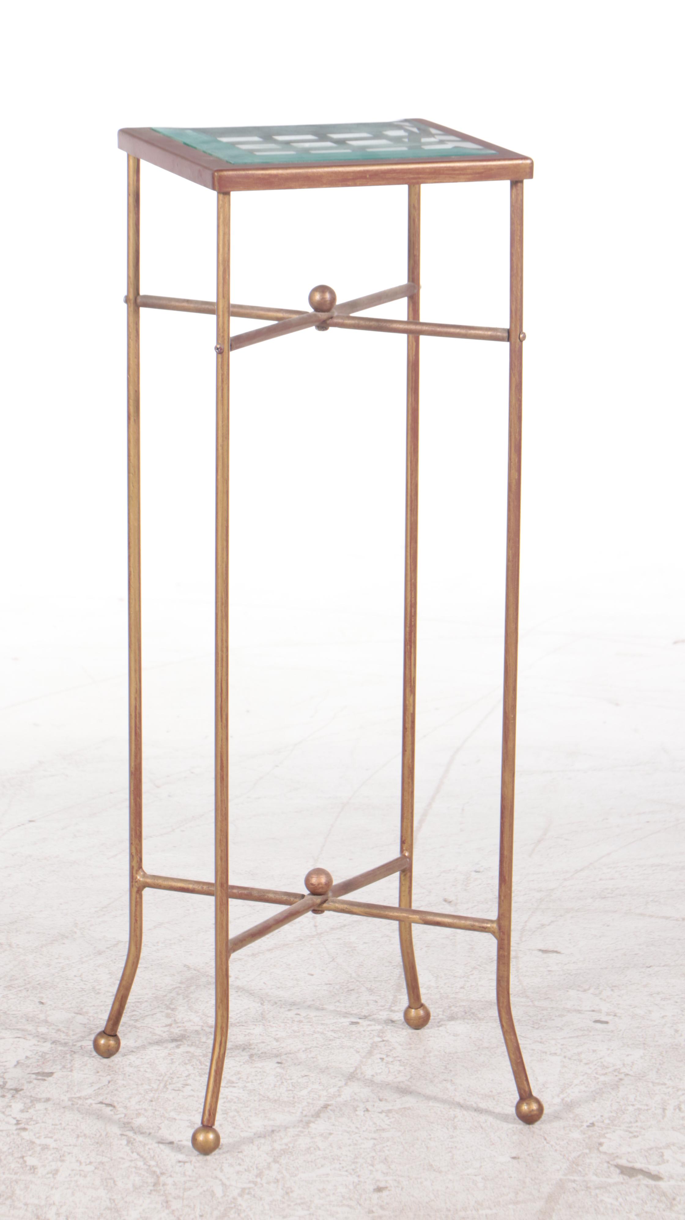 Metal and Glass Console Table, Pedestal and Coffee Table