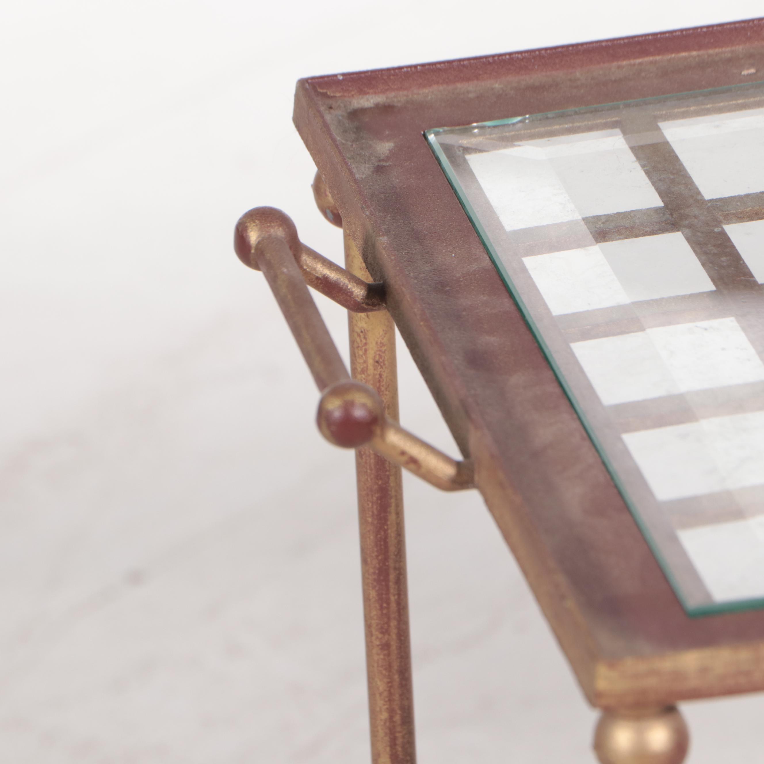 Metal and Glass Console Table, Pedestal and Coffee Table