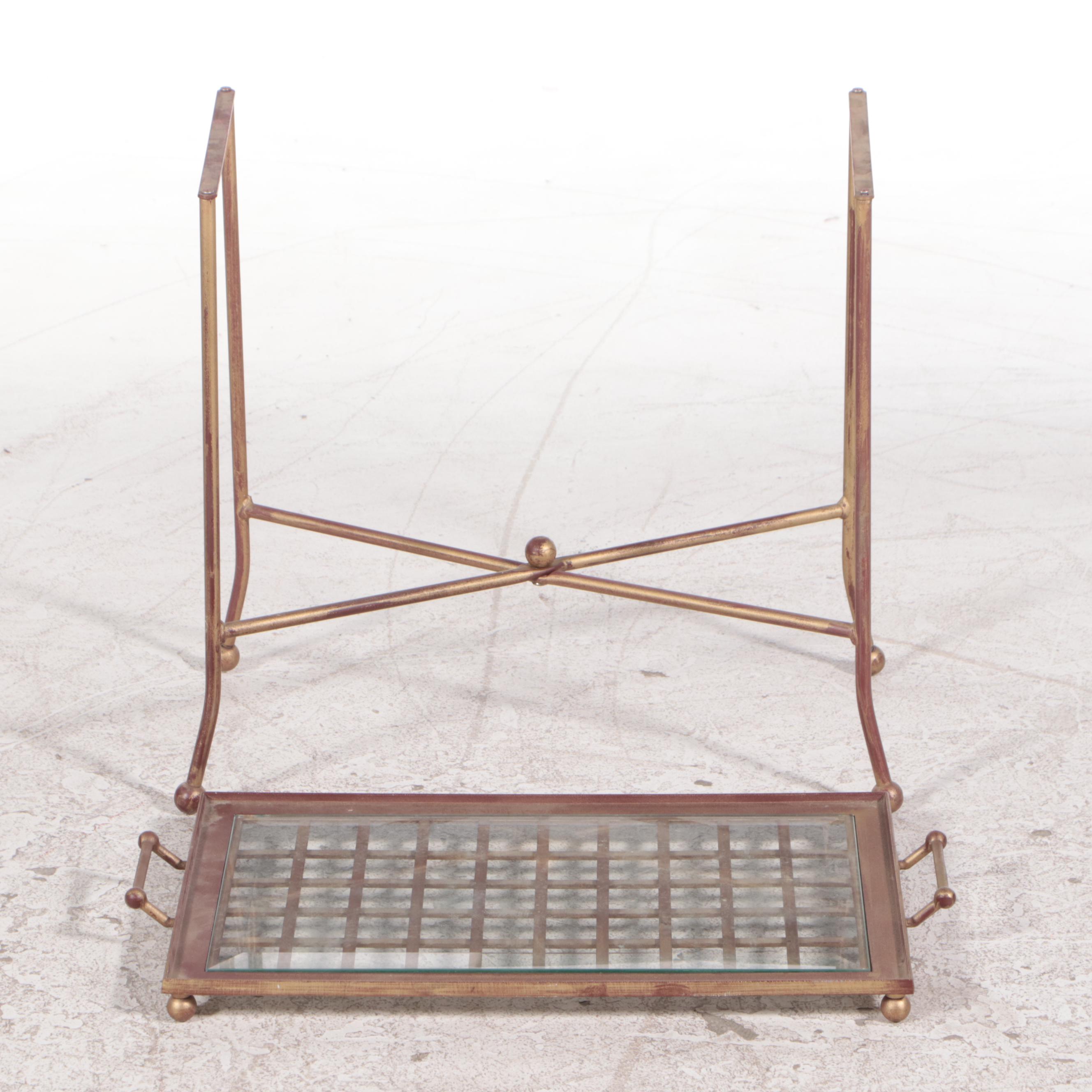 Metal and Glass Console Table, Pedestal and Coffee Table