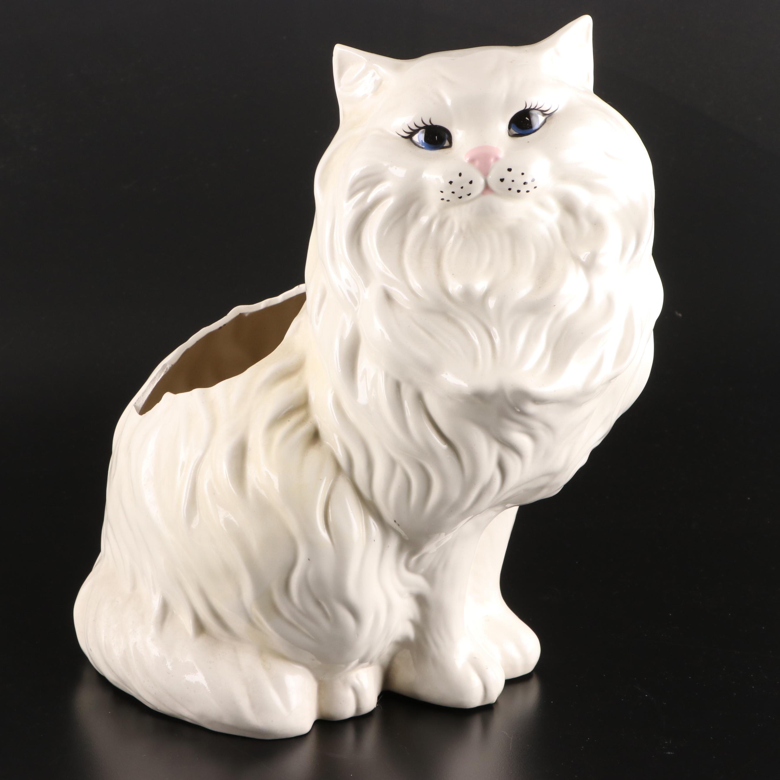Shawnee Pottery Winking Owl Cookie Jar With Ceramic Persian Cat Planter