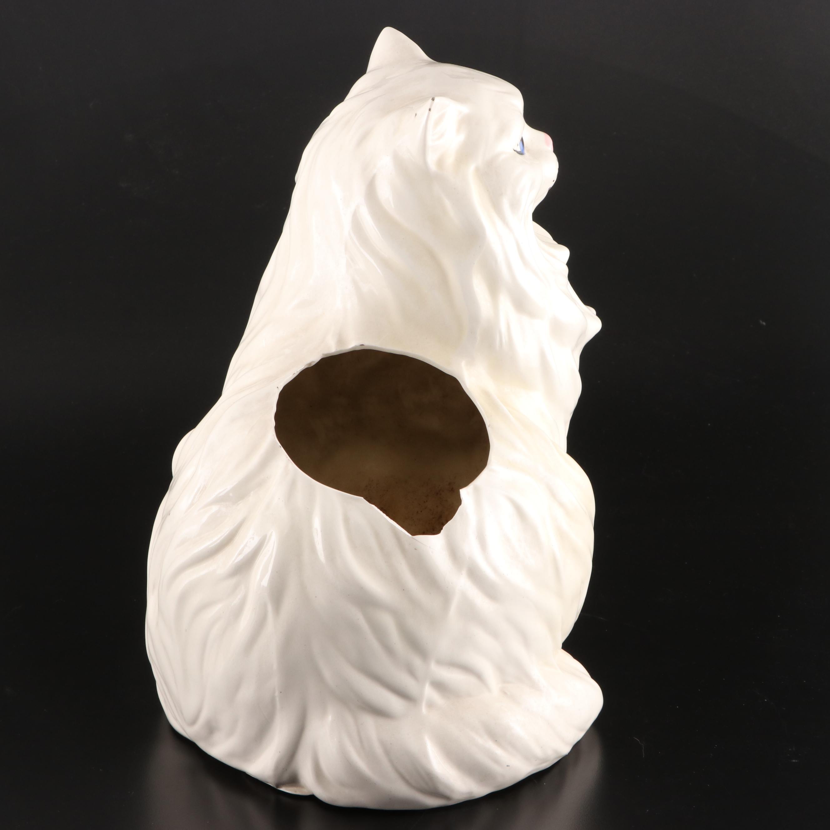 Shawnee Pottery Winking Owl Cookie Jar With Ceramic Persian Cat Planter